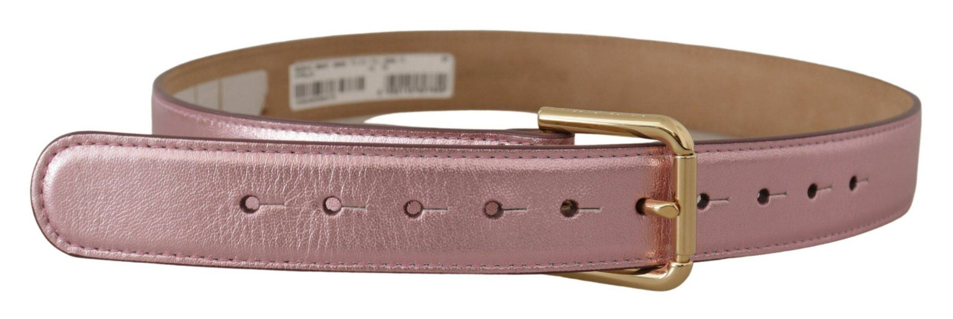 Dolce & Gabbana Elegant Metallic Pink Leather Belt - ACCEXO
