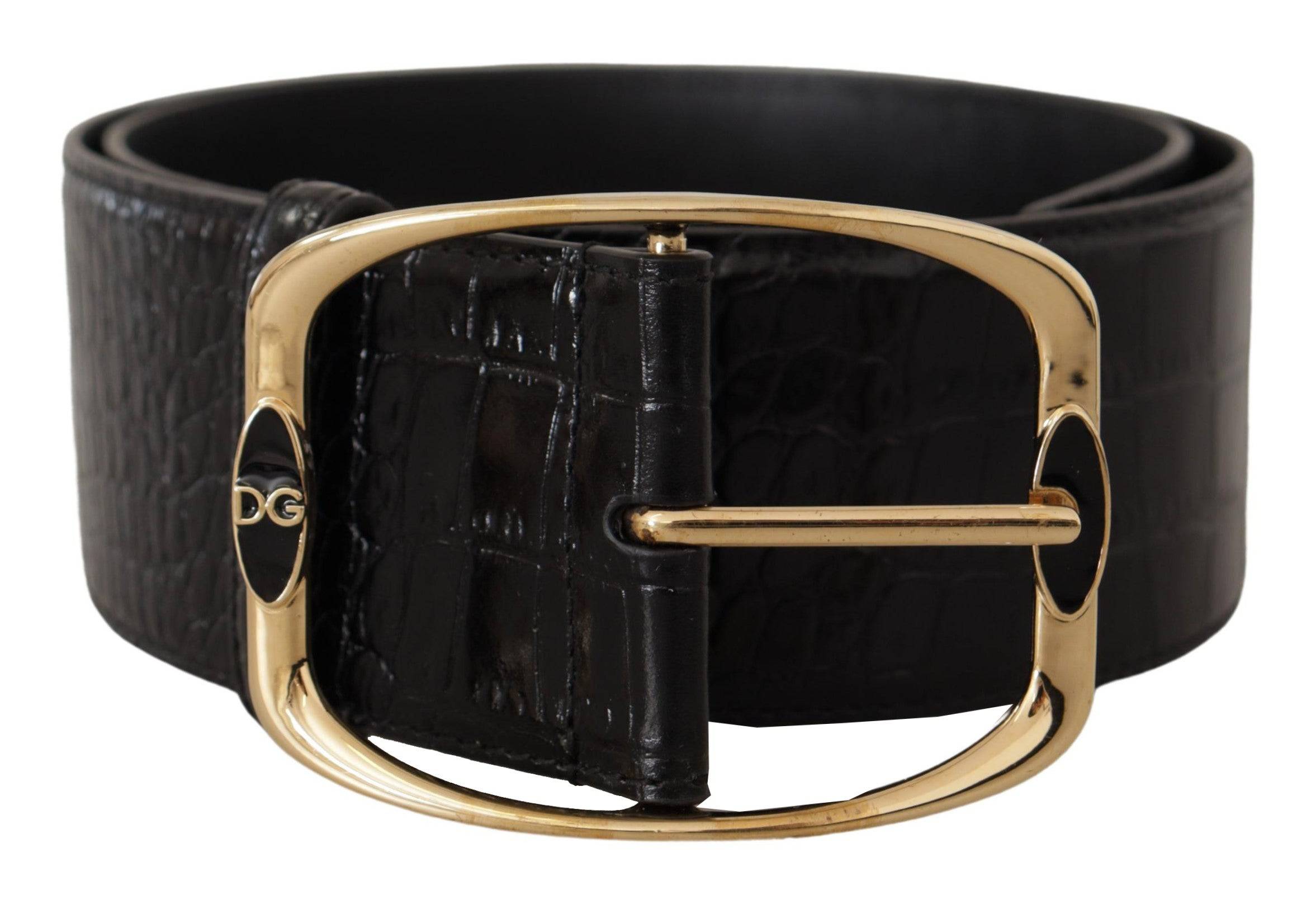 Dolce & Gabbana Elegant Black Leather Logo Belt - ACCEXO