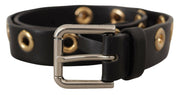 Dolce & Gabbana Chic Black Leather Belt with Engraved Buckle - ACCEXO