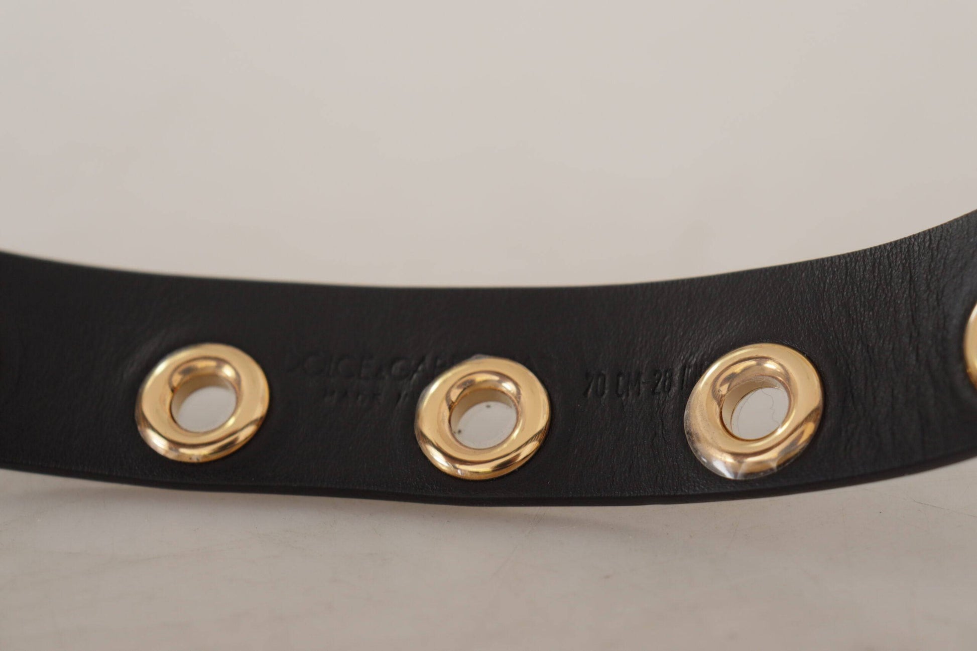 Dolce & Gabbana Chic Black Leather Belt with Engraved Buckle - ACCEXO