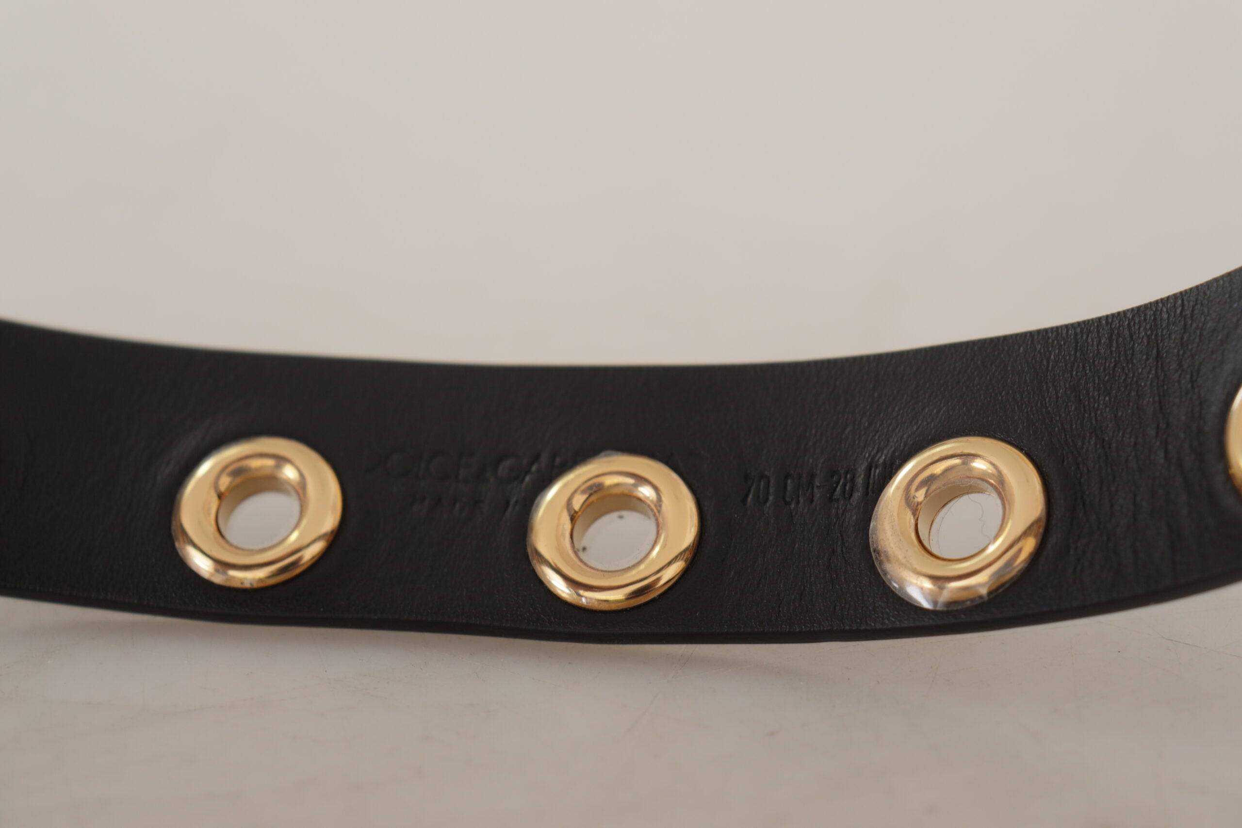 Dolce & Gabbana Chic Black Leather Belt with Engraved Buckle - ACCEXO