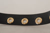 Dolce & Gabbana Chic Black Leather Belt with Engraved Buckle