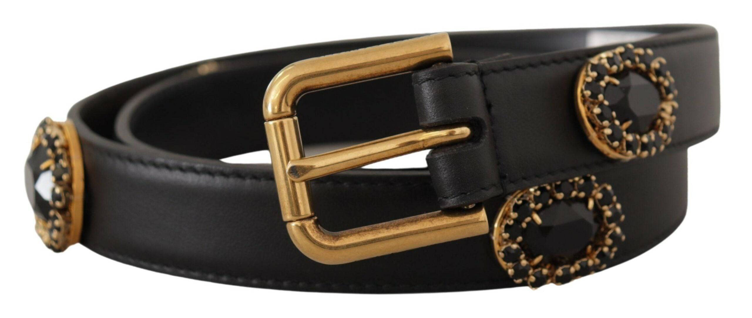 Dolce & Gabbana Elegant Black Leather Logo Belt - ACCEXO