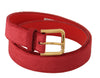 Dolce & Gabbana Elegant Red Suede Designer Belt