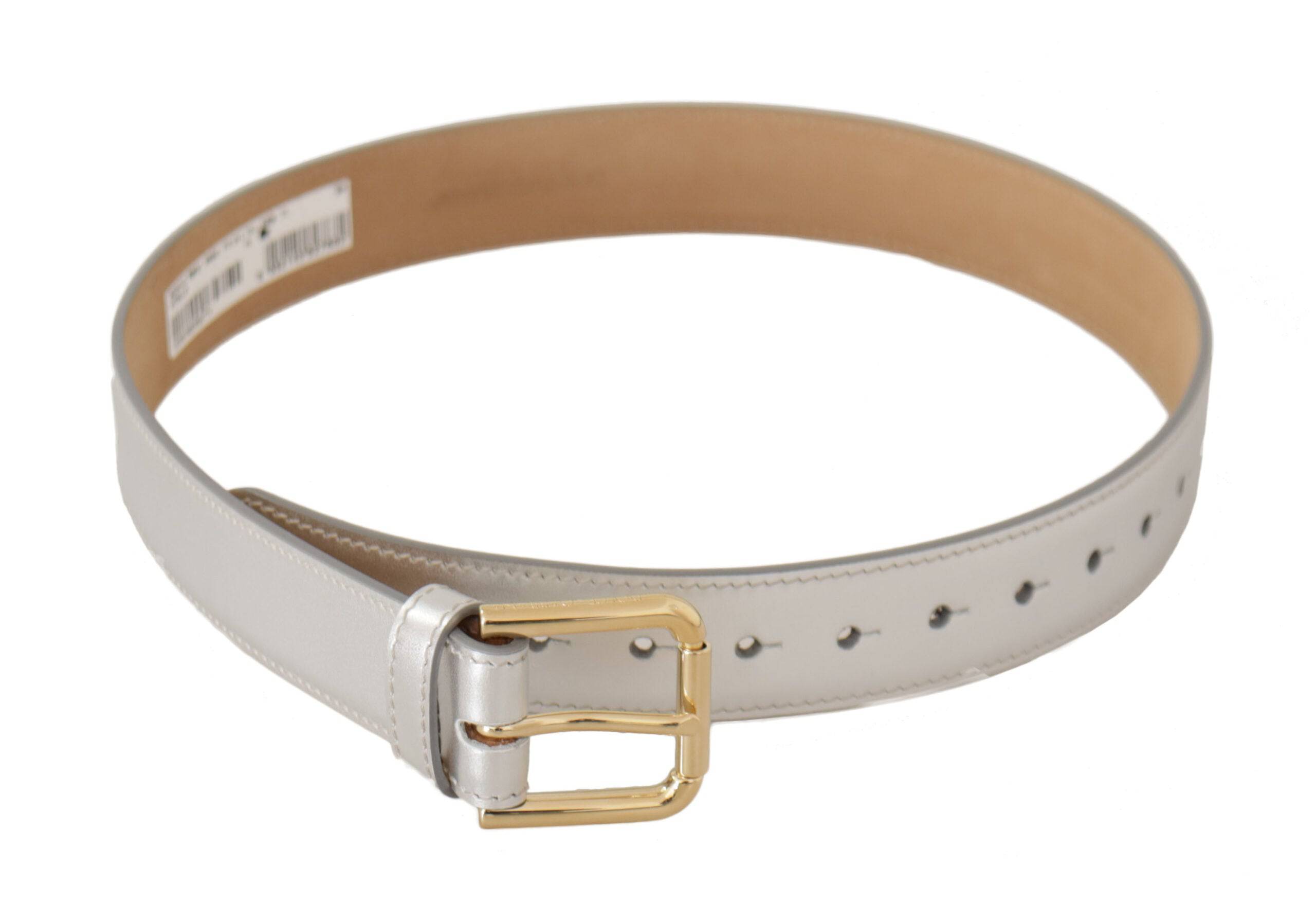 Dolce & Gabbana Engraved Silver-Toned Leather Belt - ACCEXO