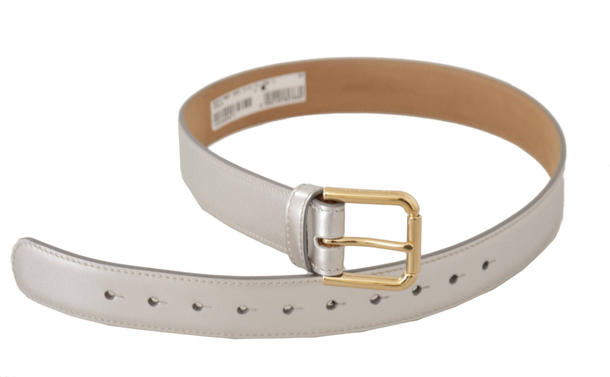 Dolce & Gabbana Engraved Silver-Toned Leather Belt - ACCEXO