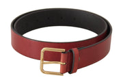 Dolce & Gabbana Elegant Red Leather Belt with Engraved Buckle - ACCEXO