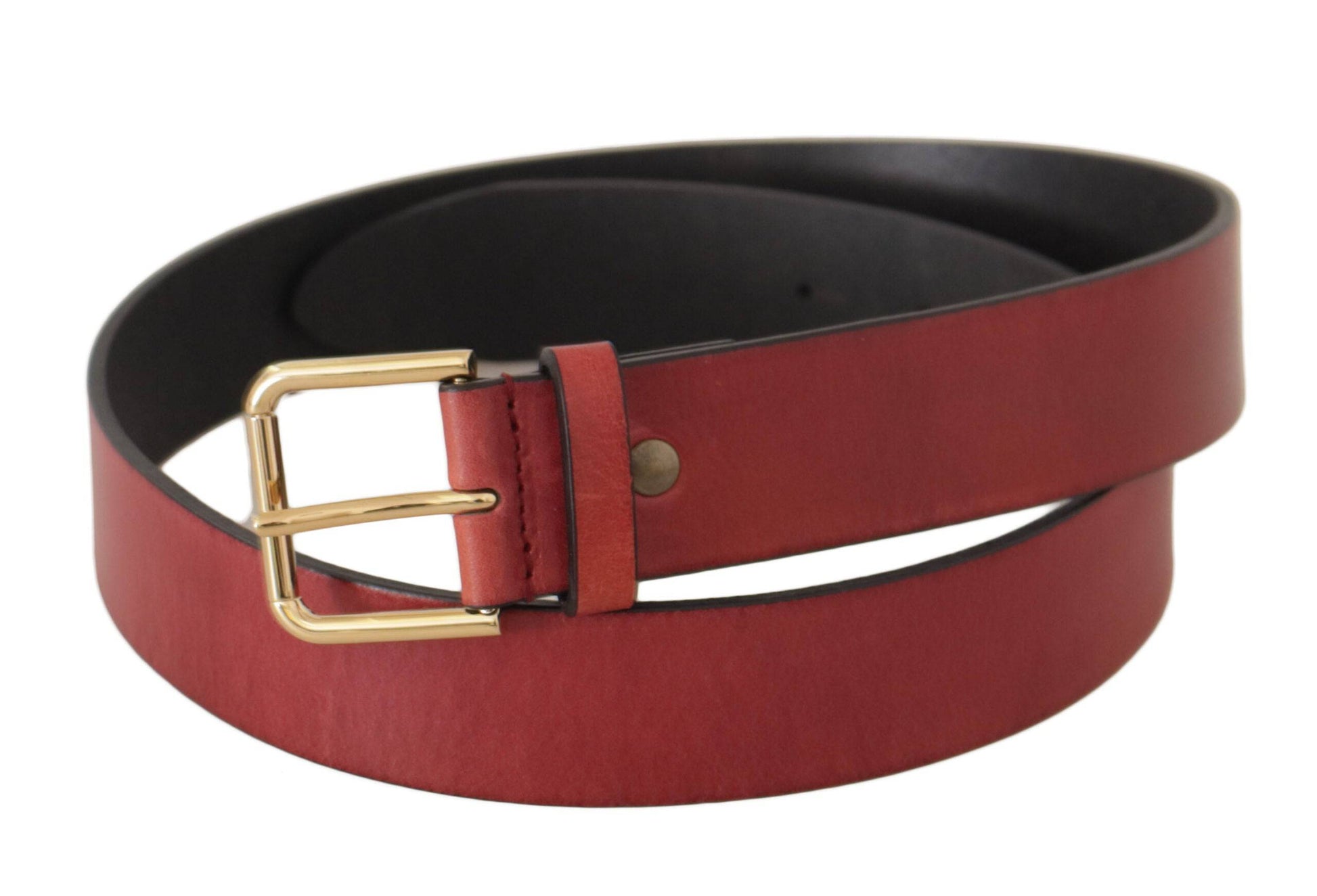 Dolce & Gabbana Elegant Red Leather Belt with Engraved Buckle - ACCEXO