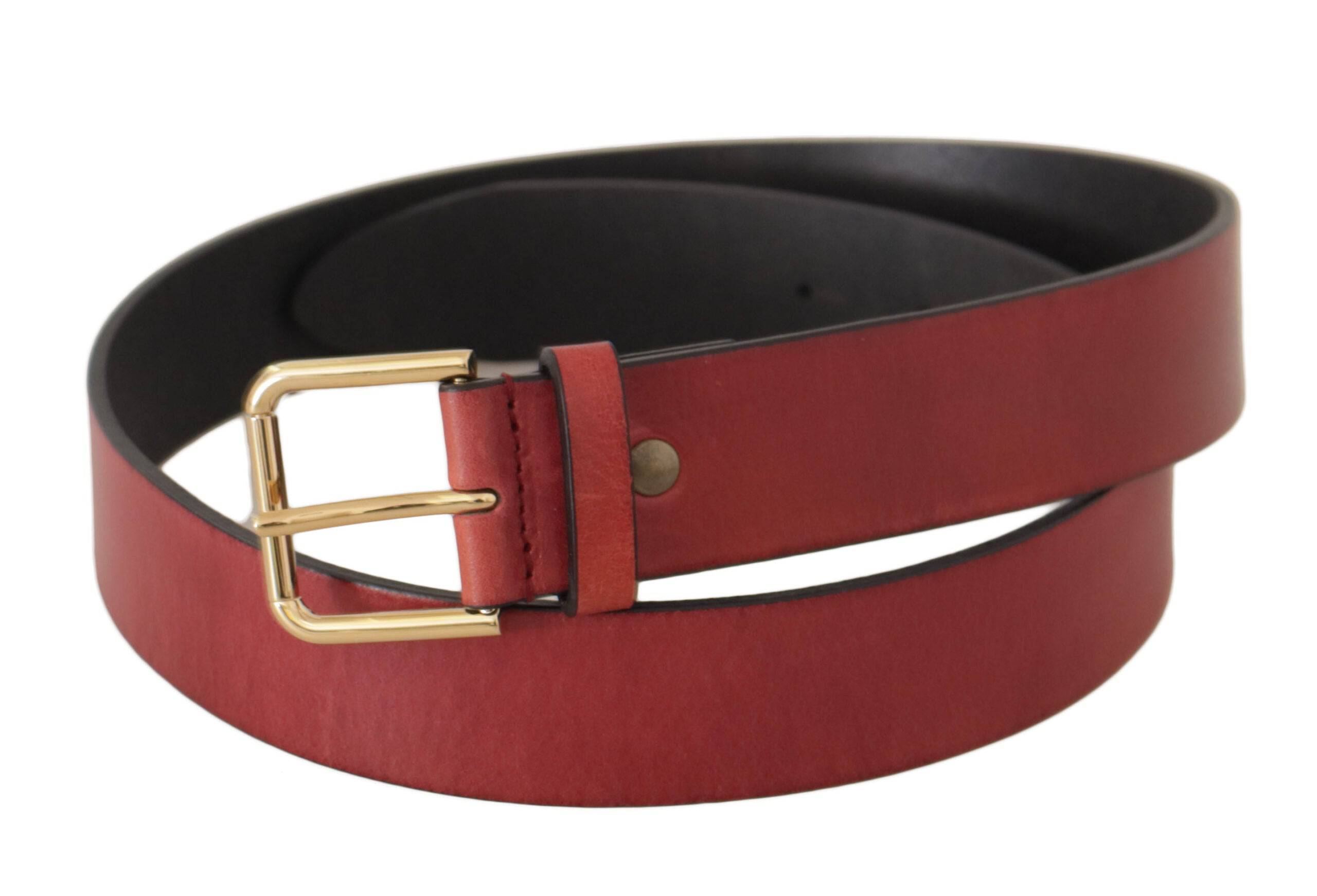 Dolce & Gabbana Elegant Red Leather Belt with Engraved Buckle - ACCEXO