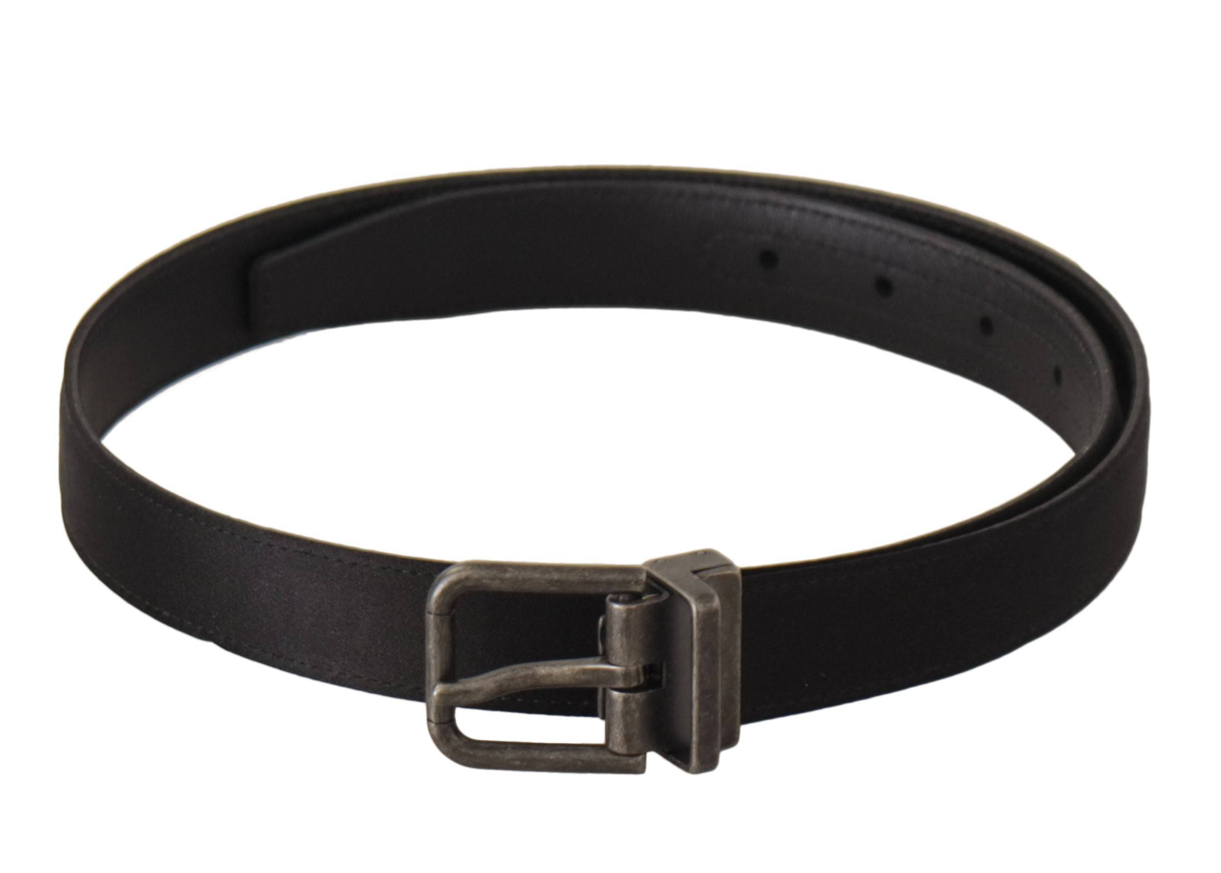 Dolce & Gabbana Elegant Black Leather Belt with Metal Buckle - ACCEXO