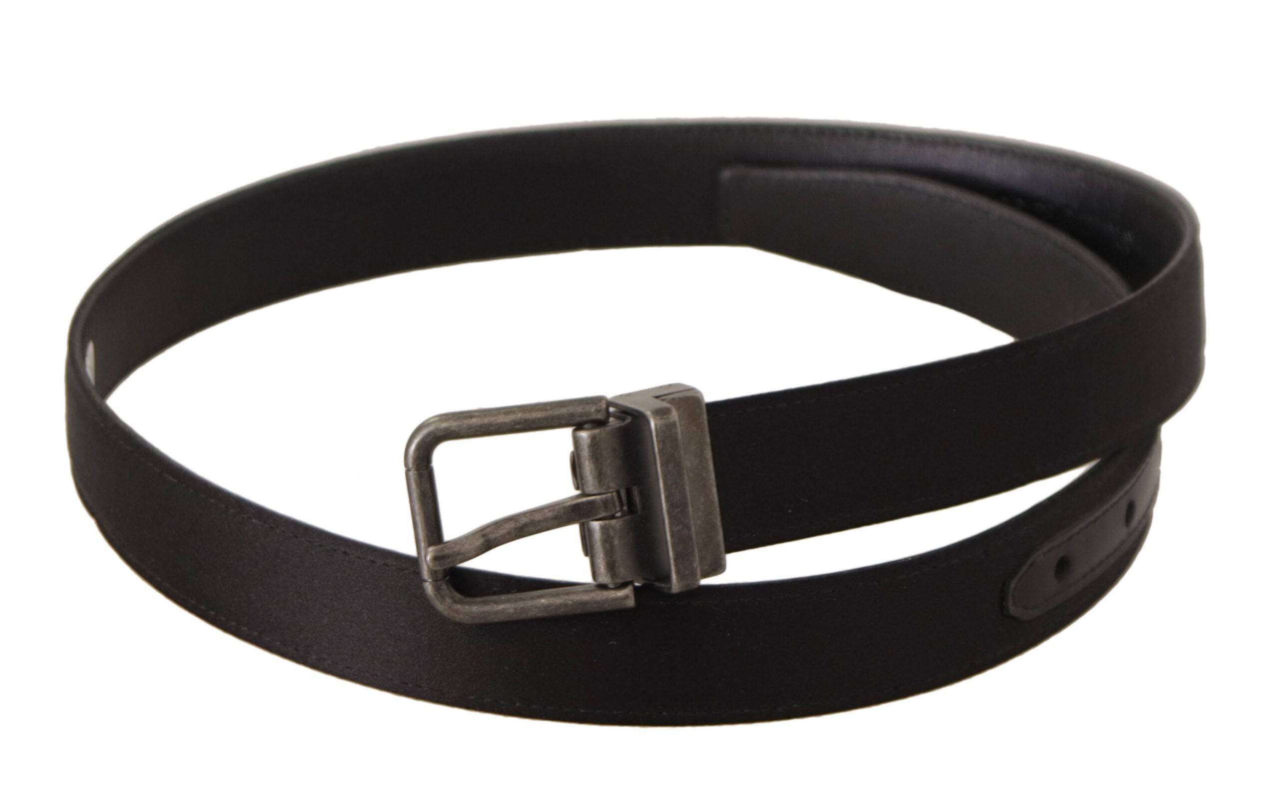 Dolce & Gabbana Elegant Black Leather Belt with Metal Buckle - ACCEXO
