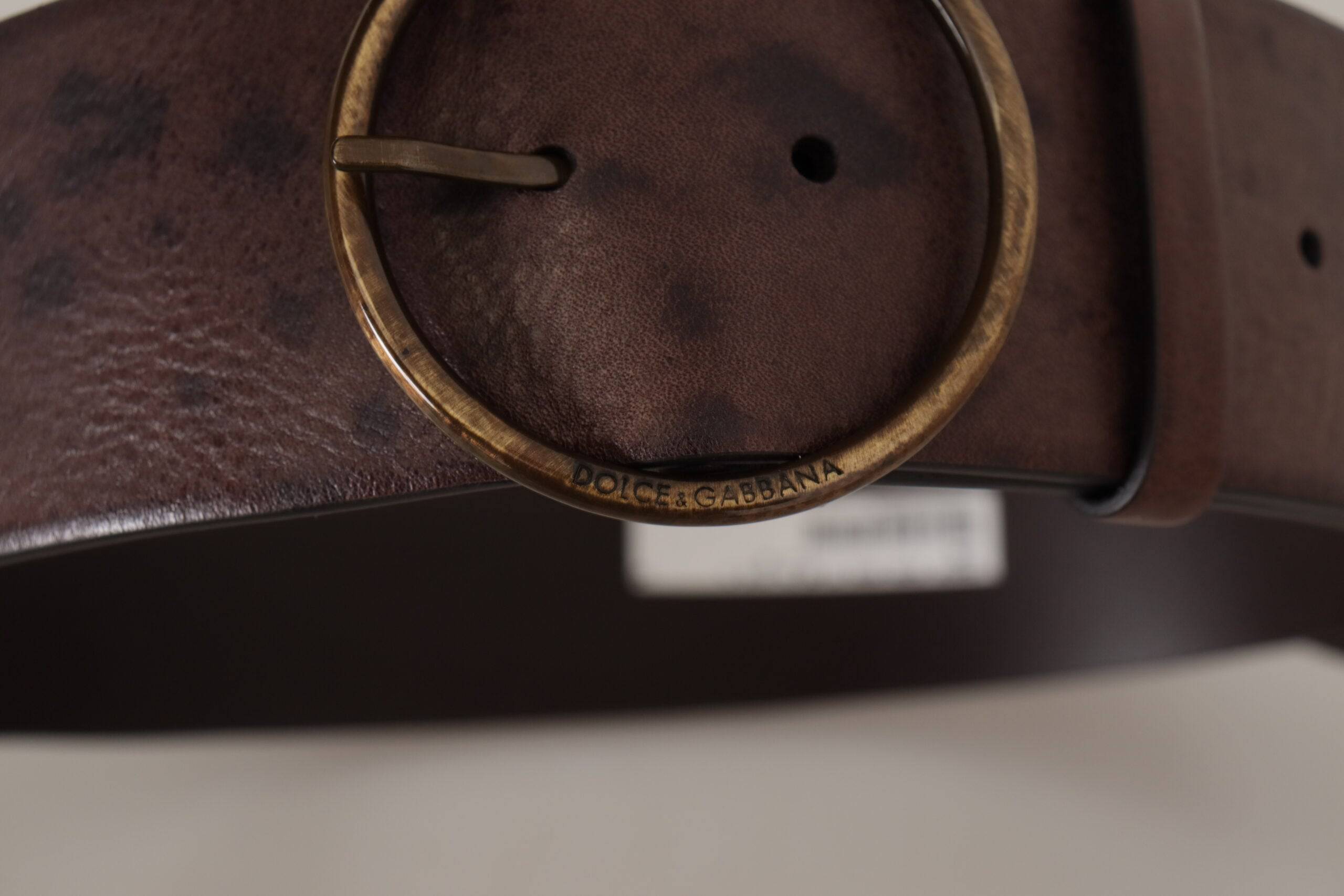 Dolce & Gabbana Elegant Dark Brown Leather Belt with Logo Buckle - ACCEXO