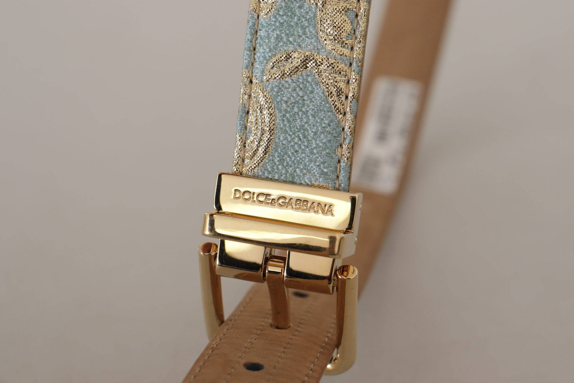 Dolce & Gabbana Elegant Light Blue Leather Belt with Gold Buckle - ACCEXO