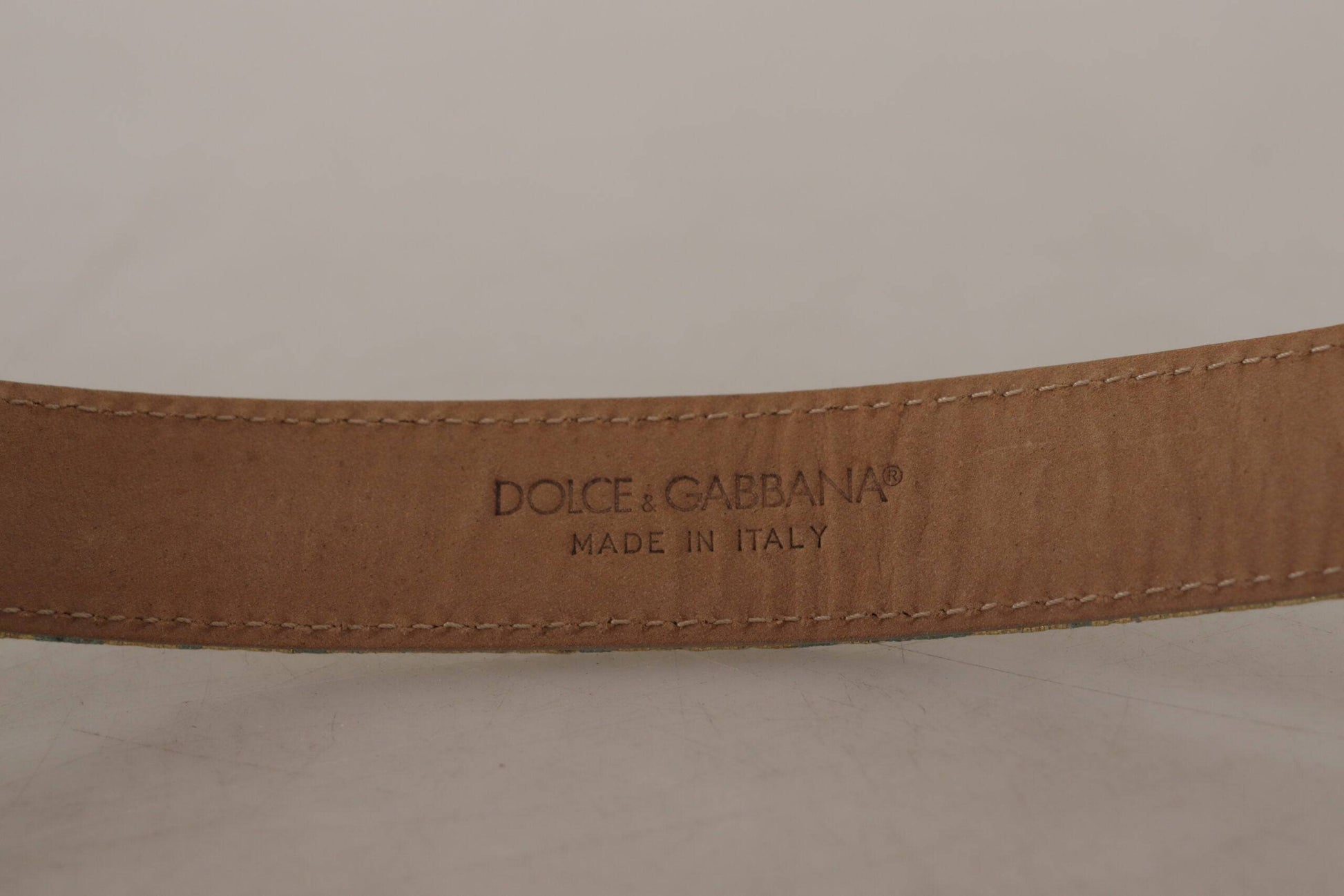 Dolce & Gabbana Elegant Light Blue Leather Belt with Gold Buckle - ACCEXO