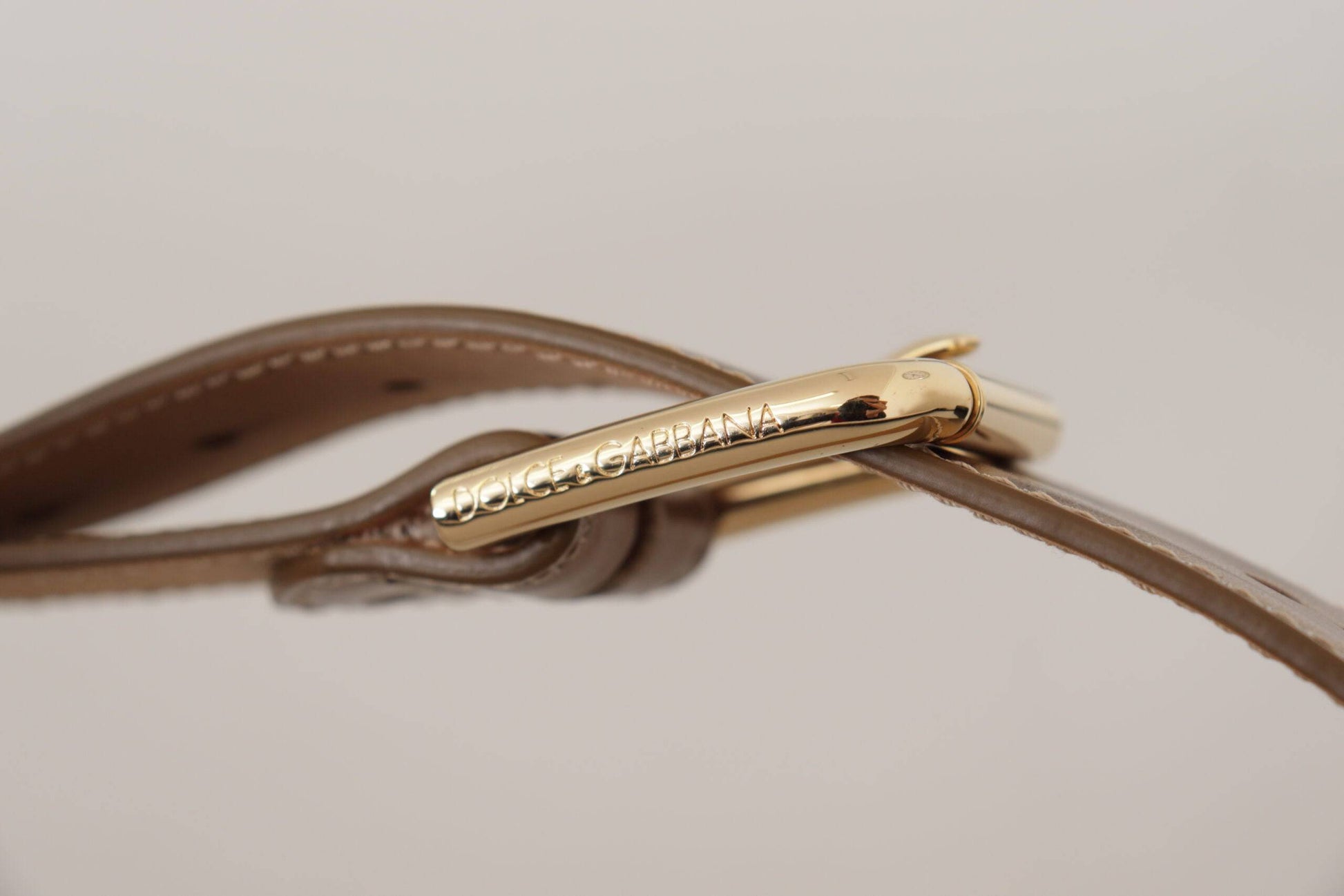 Dolce & Gabbana Elegant Bronze Leather Belt with Logo Buckle - ACCEXO