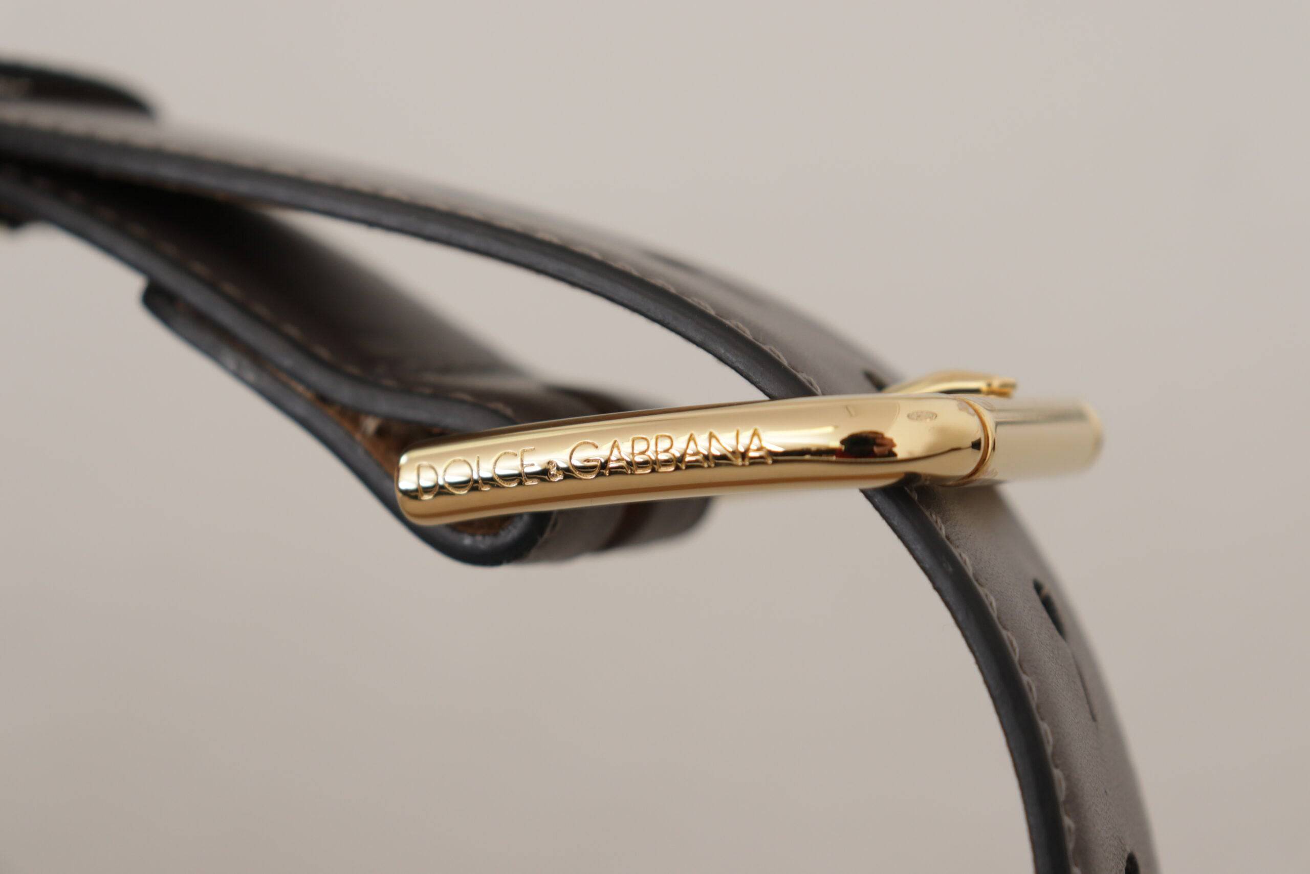 Dolce & Gabbana Elegant Engraved Buckle Leather Belt - ACCEXO