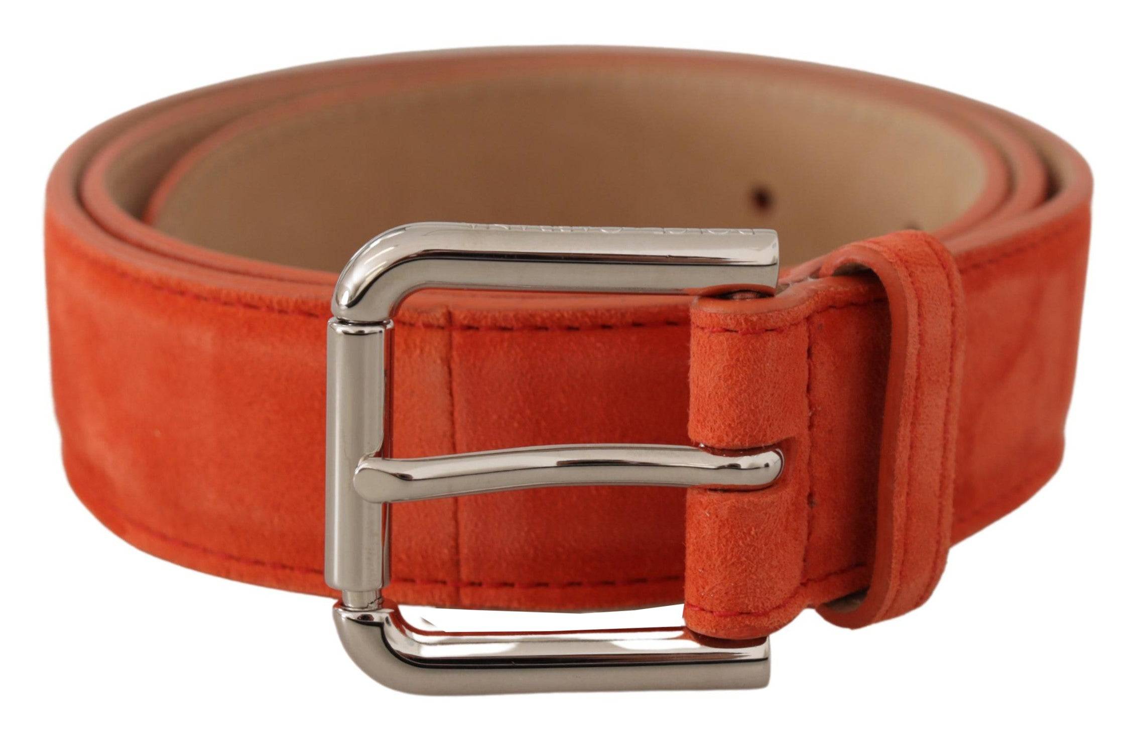 Dolce & Gabbana Elegant Suede Leather Belt in Vibrant Orange - ACCEXO