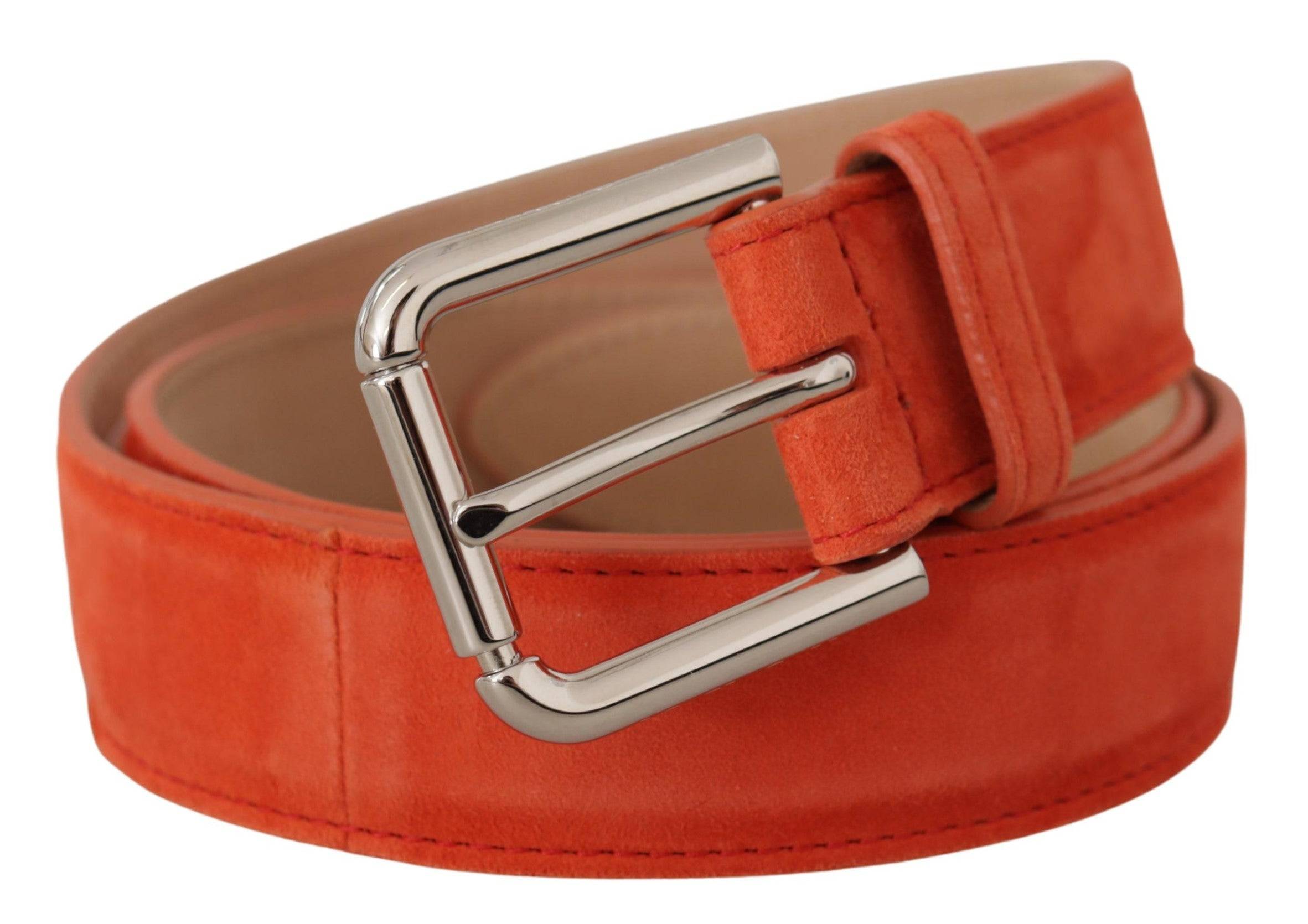 Dolce & Gabbana Elegant Suede Leather Belt in Vibrant Orange - ACCEXO