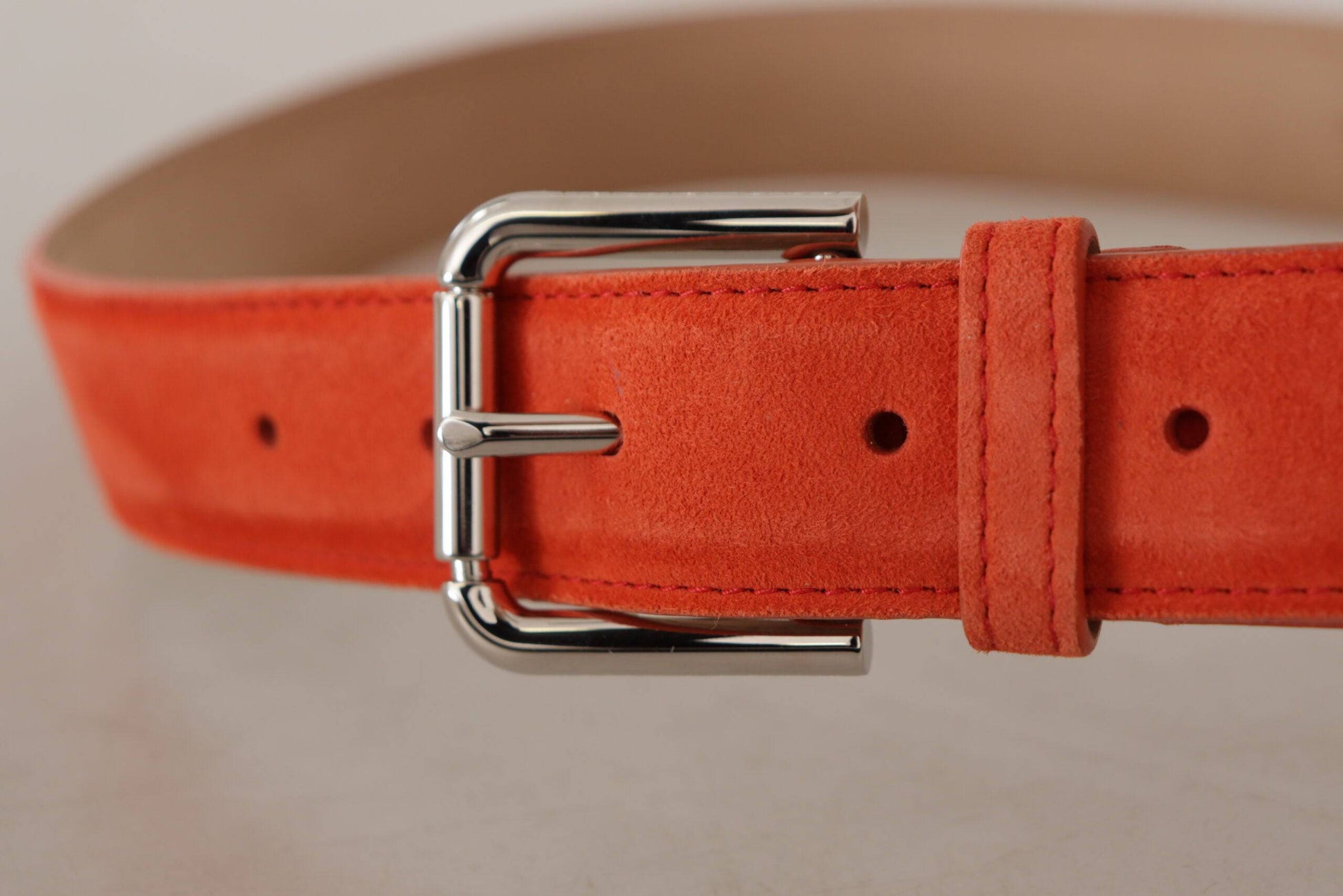 Dolce & Gabbana Elegant Suede Leather Belt in Vibrant Orange - ACCEXO