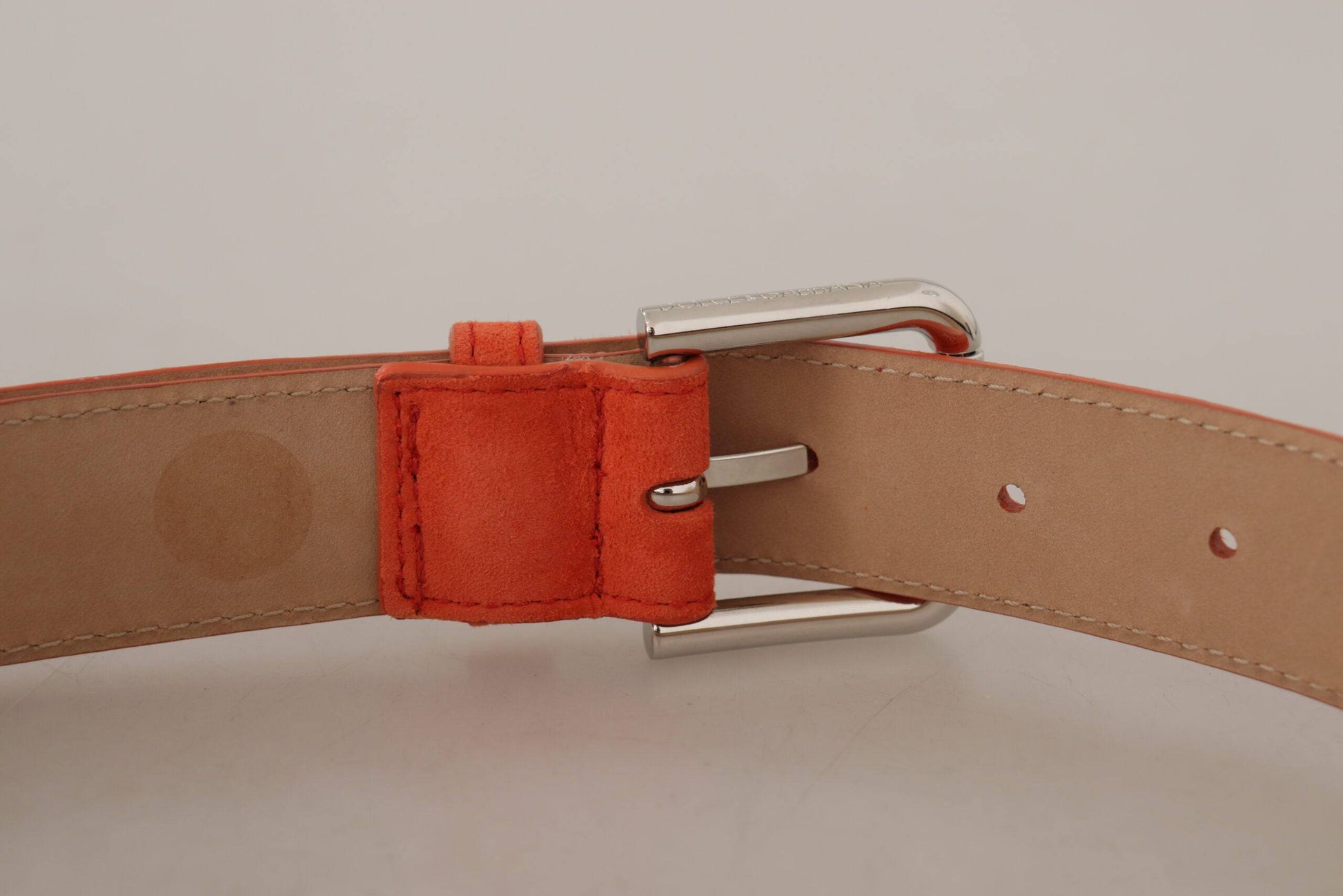 Dolce & Gabbana Elegant Suede Leather Belt in Vibrant Orange - ACCEXO