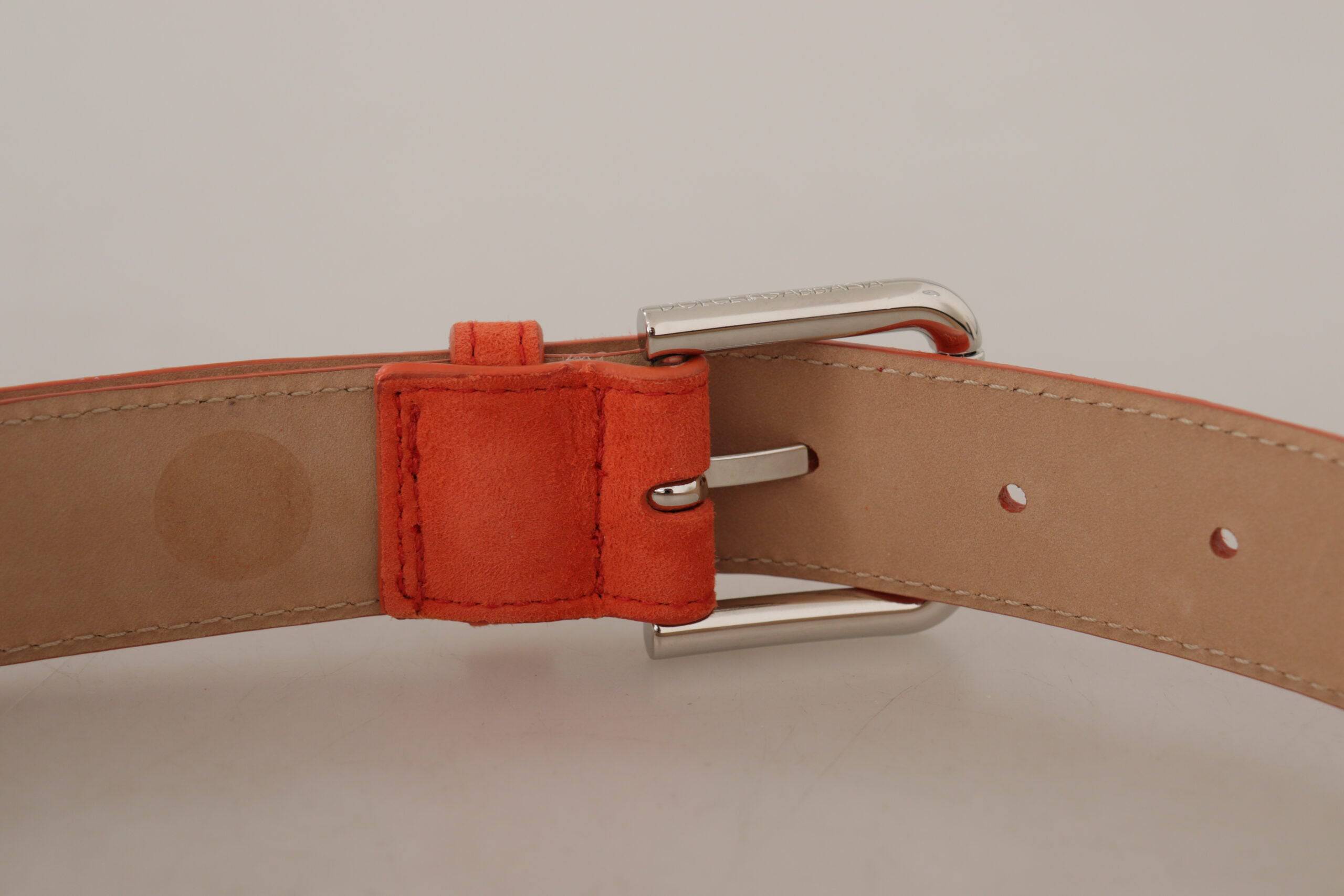 Dolce & Gabbana Elegant Suede Leather Belt in Vibrant Orange - ACCEXO