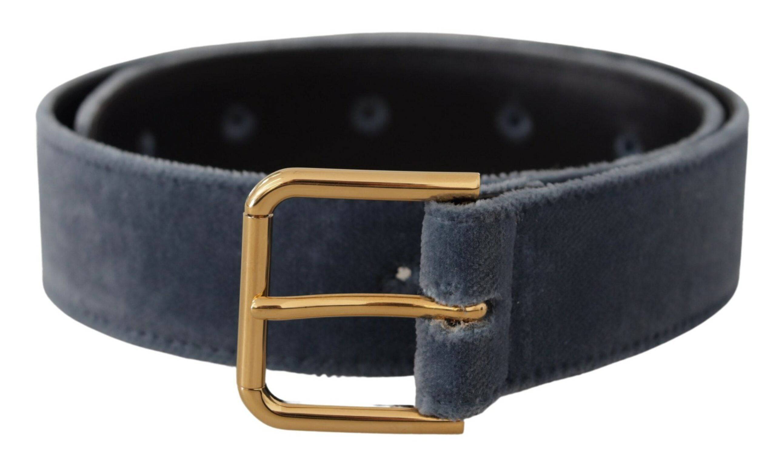 Dolce & Gabbana Elegant Navy Velvet Designer Belt - ACCEXO