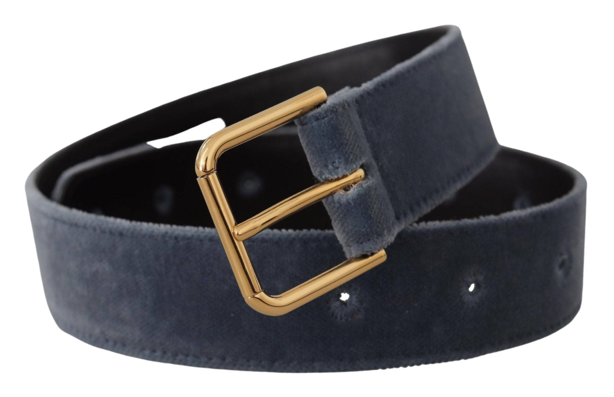 Dolce & Gabbana Elegant Navy Velvet Designer Belt - ACCEXO