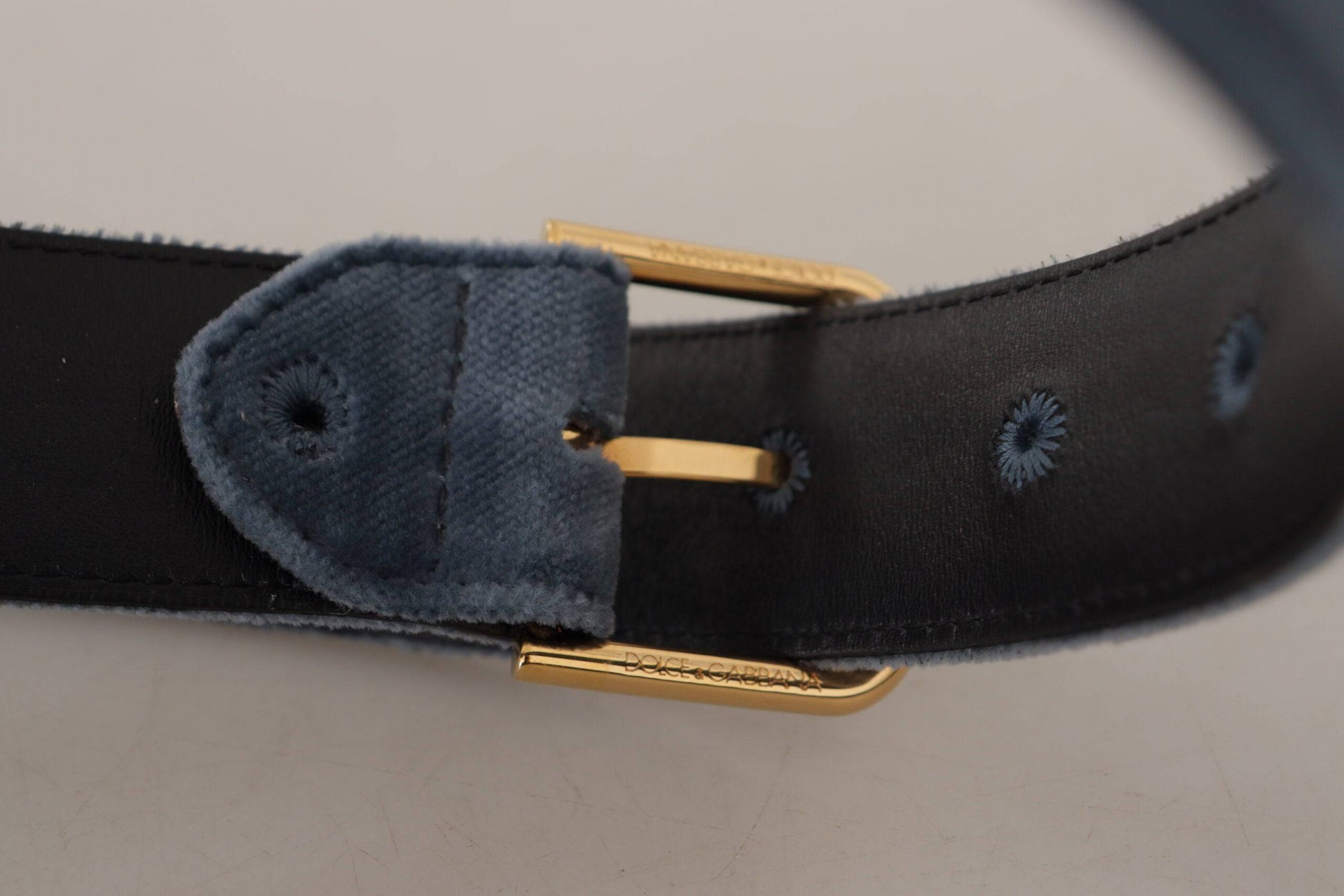 Dolce & Gabbana Elegant Navy Velvet Designer Belt - ACCEXO