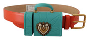 Dolce & Gabbana Chic Orange Leather Belt with Headphone Case - ACCEXO