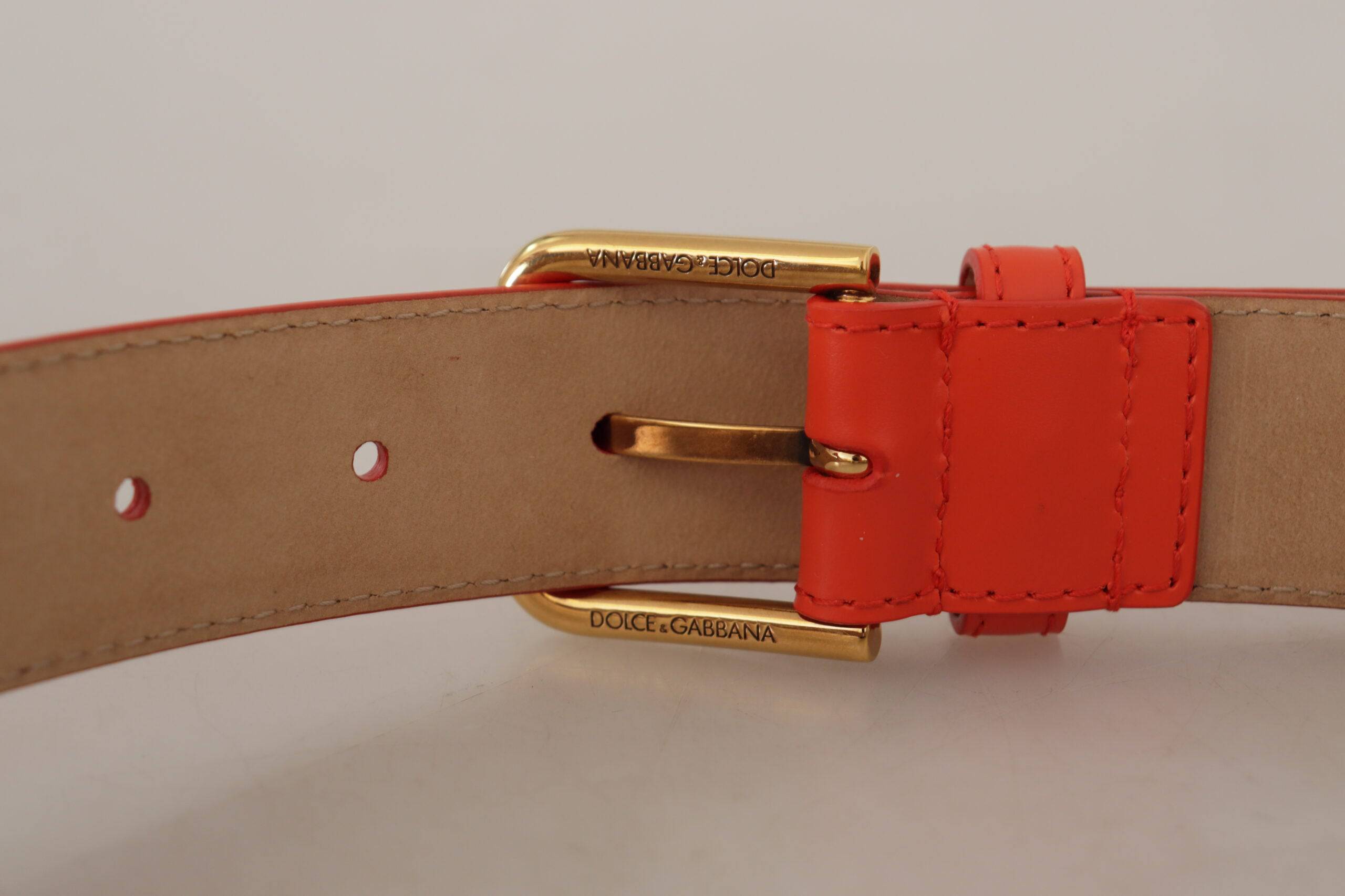 Dolce & Gabbana Chic Orange Leather Belt with Headphone Case - ACCEXO
