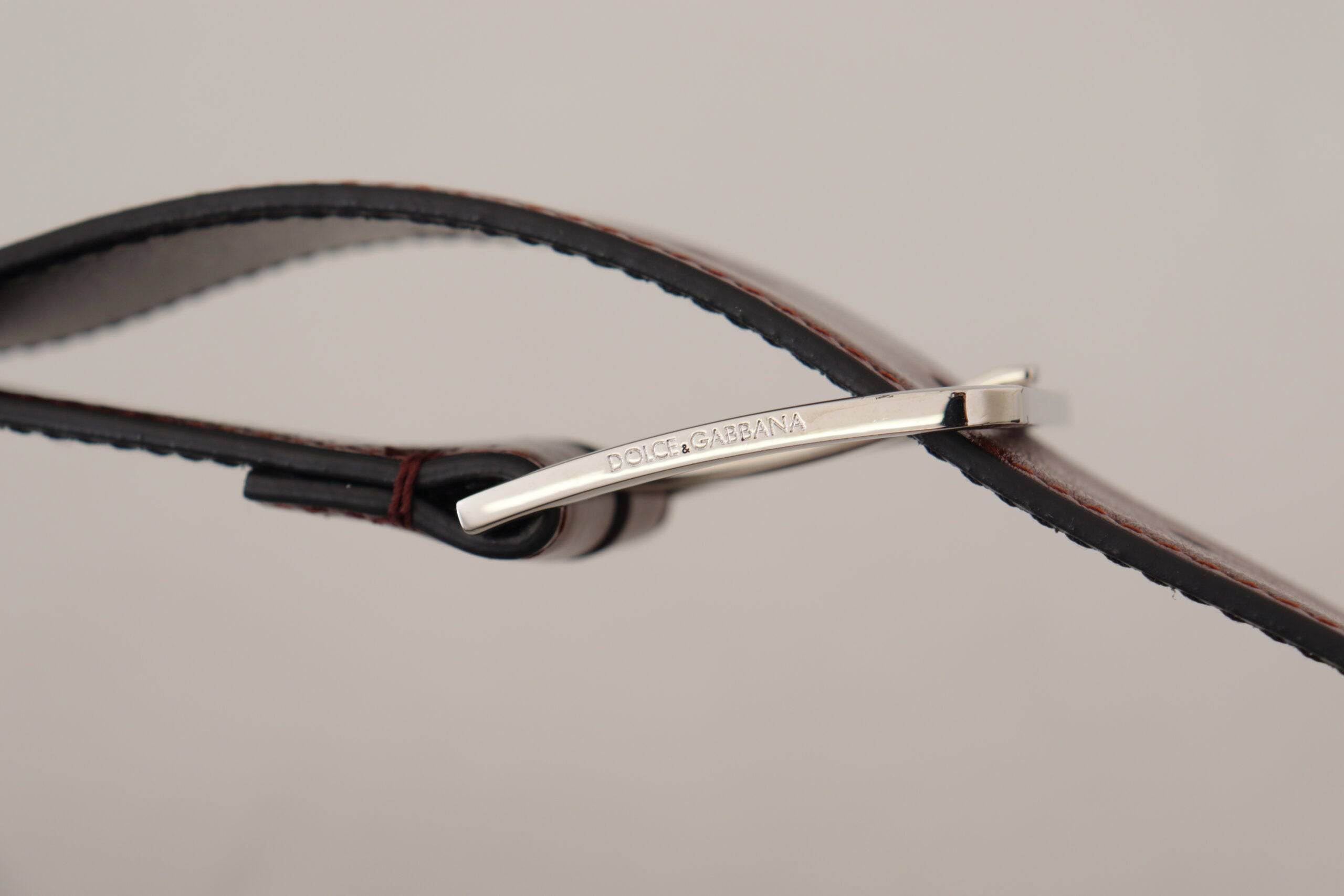 Dolce & Gabbana Elegant Leather Belt with Engraved Buckle