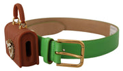 Dolce & Gabbana Chic Emerald Leather Belt with Engraved Buckle - ACCEXO