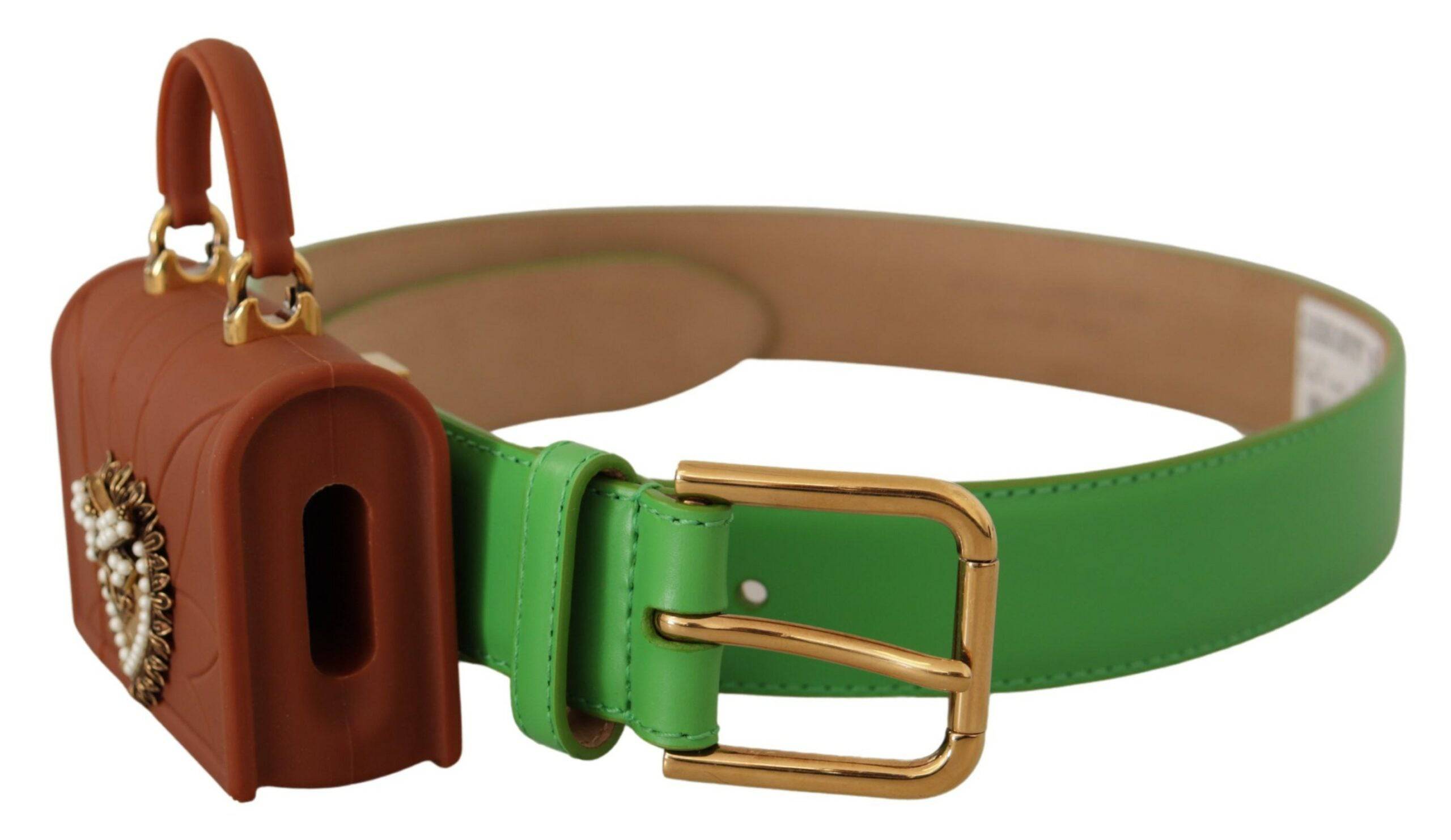 Dolce & Gabbana Chic Emerald Leather Belt with Engraved Buckle - ACCEXO