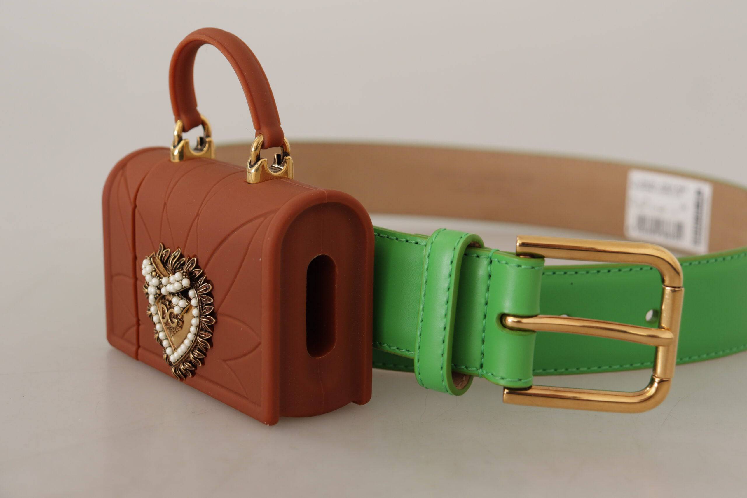Dolce & Gabbana Chic Emerald Leather Belt with Engraved Buckle - ACCEXO