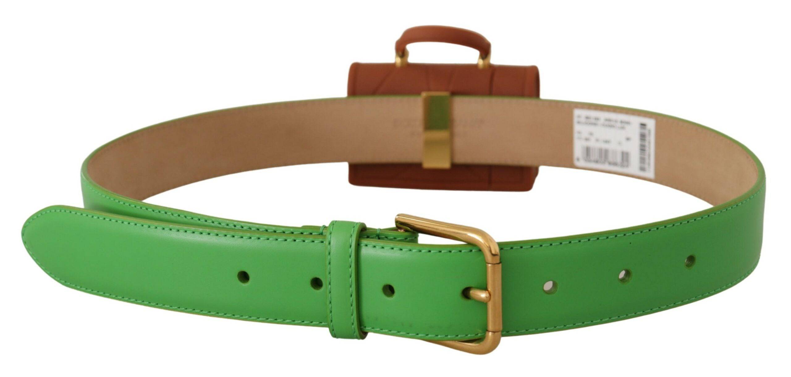 Dolce & Gabbana Chic Emerald Leather Belt with Engraved Buckle - ACCEXO