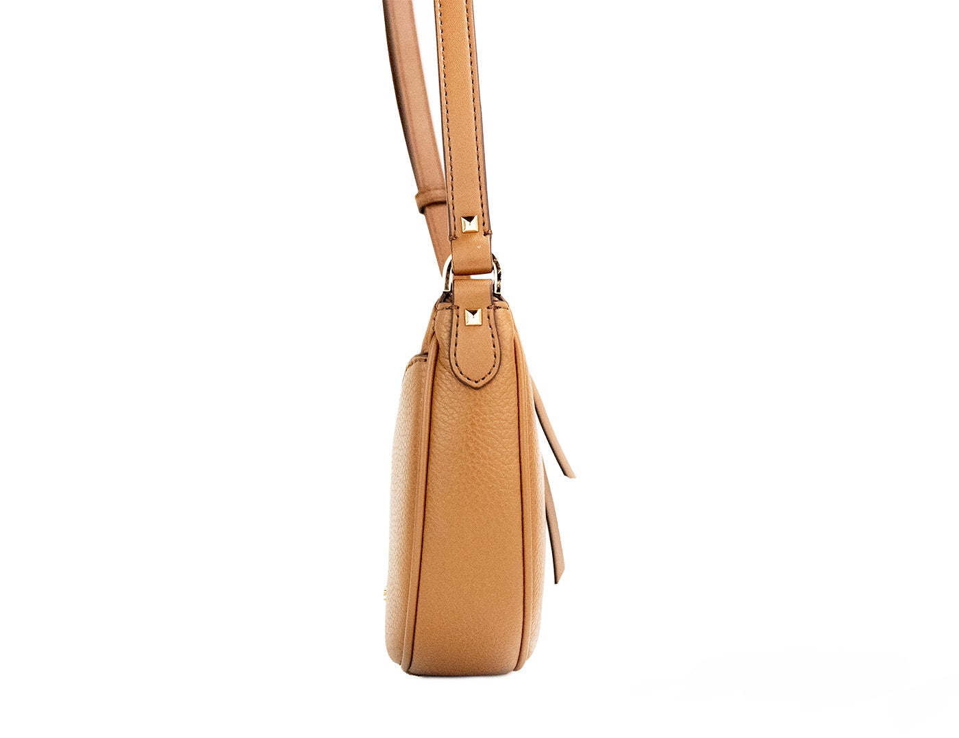 Michael Kors Dover Small Luggage Pebbled Leather Half Moon Crossbody Bag Purse - ACCEXO