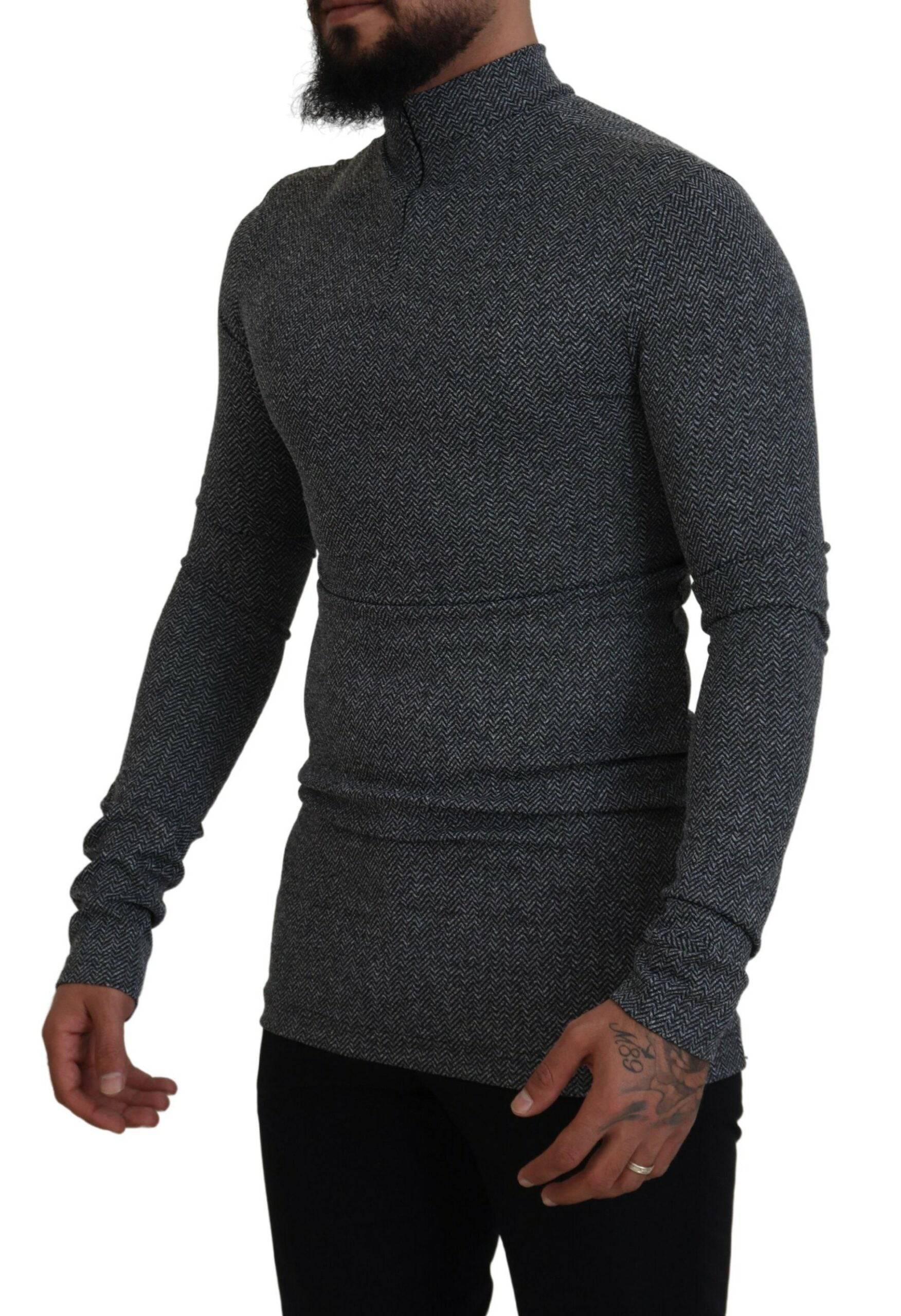 Dolce & Gabbana Elegant Dark Gray Pullover Sweater - ACCEXO