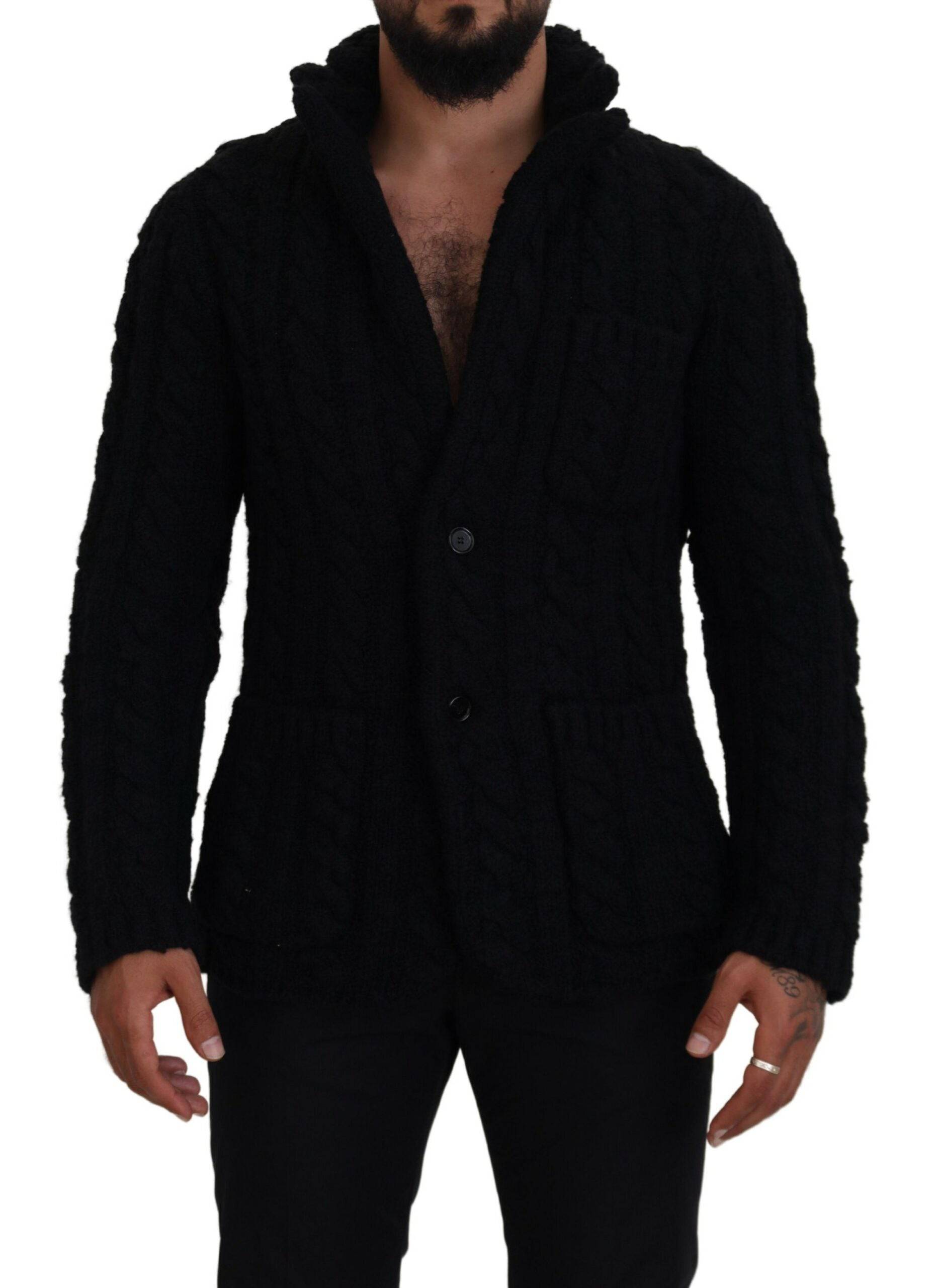 Dolce & Gabbana Elegant Black Wool-Cashmere Blend Cardigan - ACCEXO