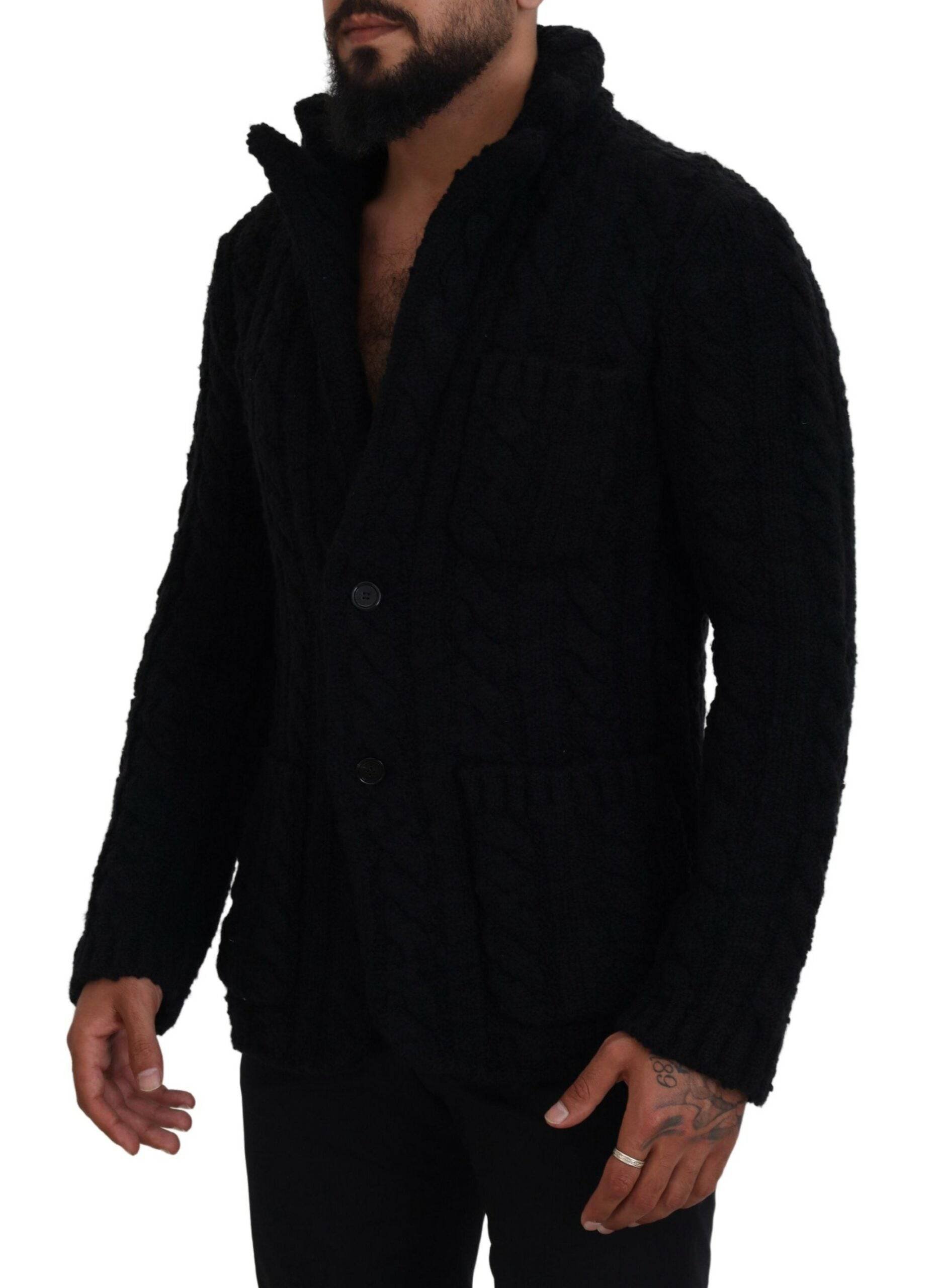 Dolce & Gabbana Elegant Black Wool-Cashmere Blend Cardigan - ACCEXO