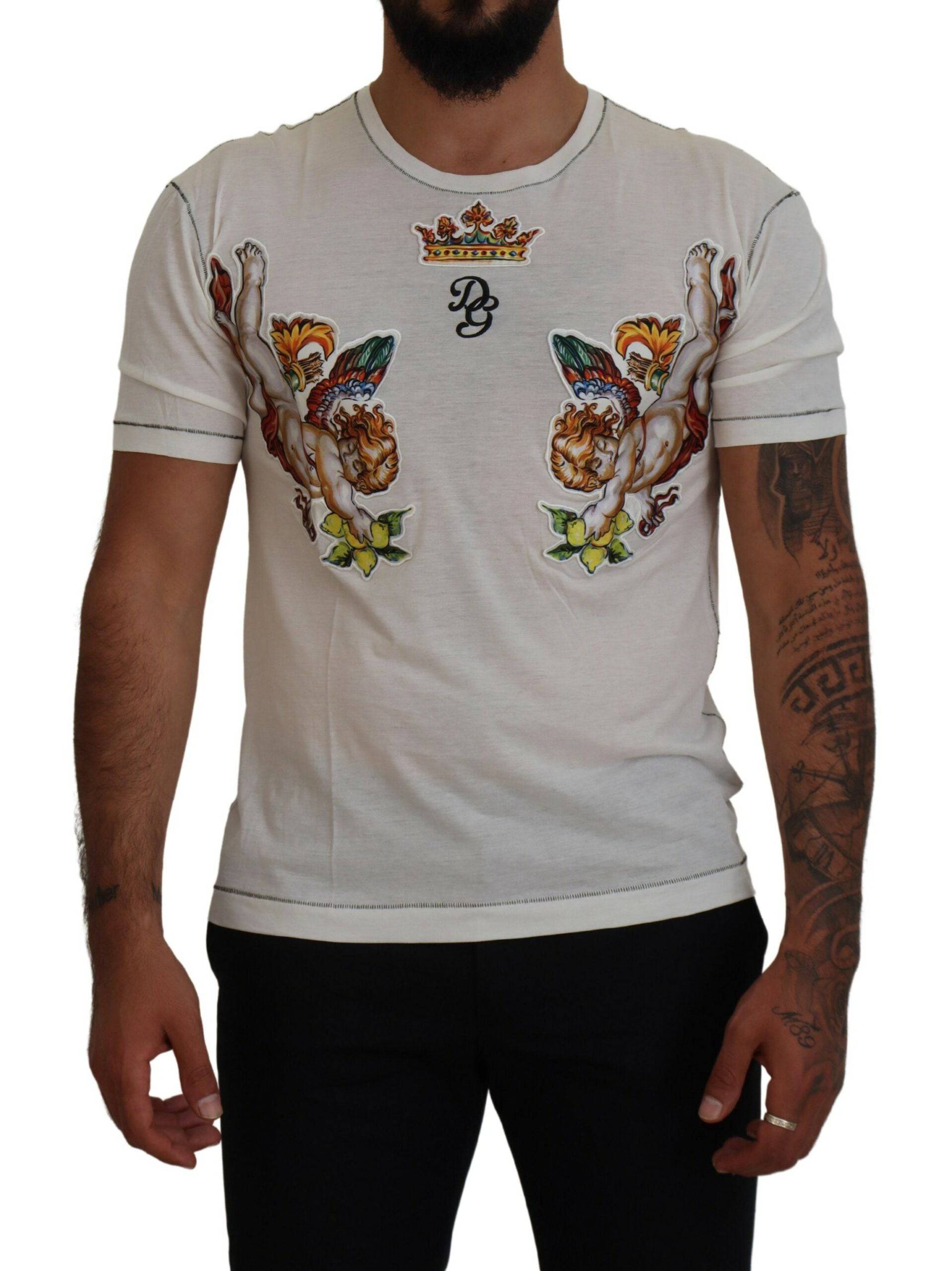Dolce & Gabbana Elegant White Cotton-Silk Blend Tee - ACCEXO