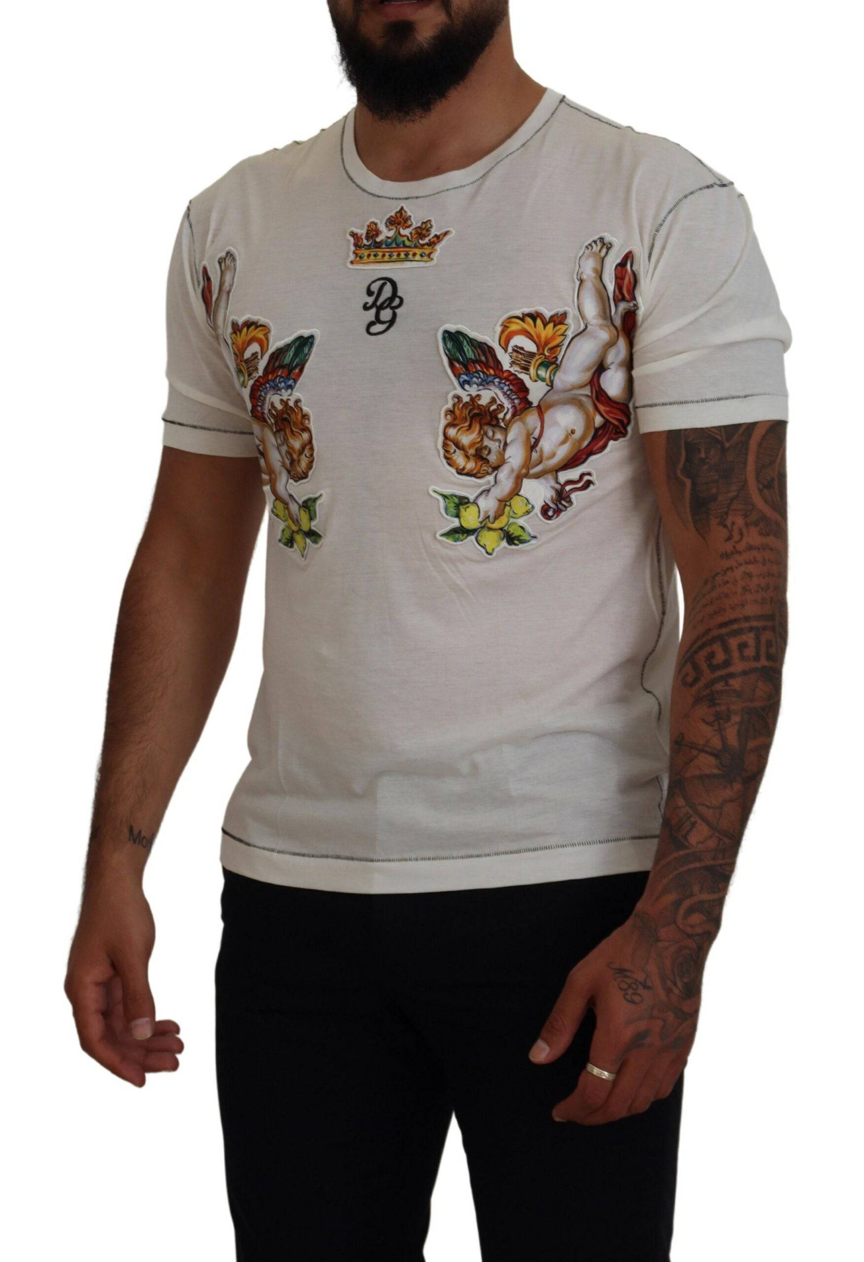 Dolce & Gabbana Elegant White Cotton-Silk Blend Tee - ACCEXO