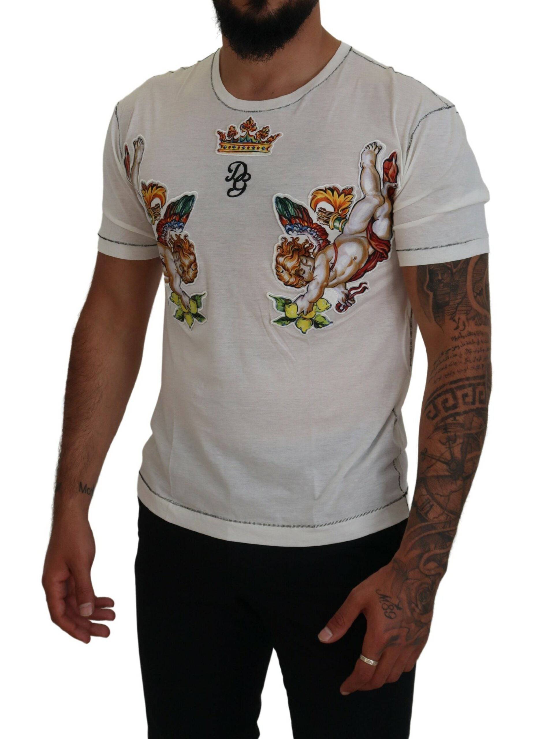 Dolce & Gabbana Elegant White Cotton-Silk Blend Tee - ACCEXO