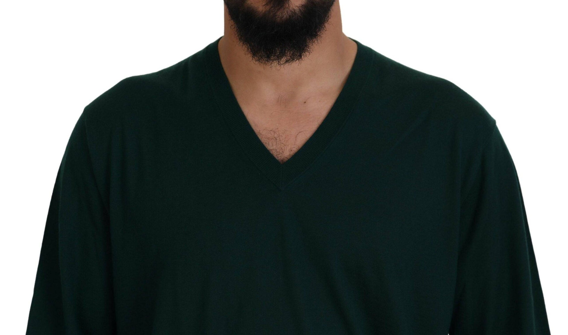 Dolce & Gabbana Elegant Green V-Neck Cashmere Sweater - ACCEXO