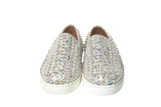 Christian Louboutin White Ab/Clear Ab Roller Boat Woman Flat Sneaker