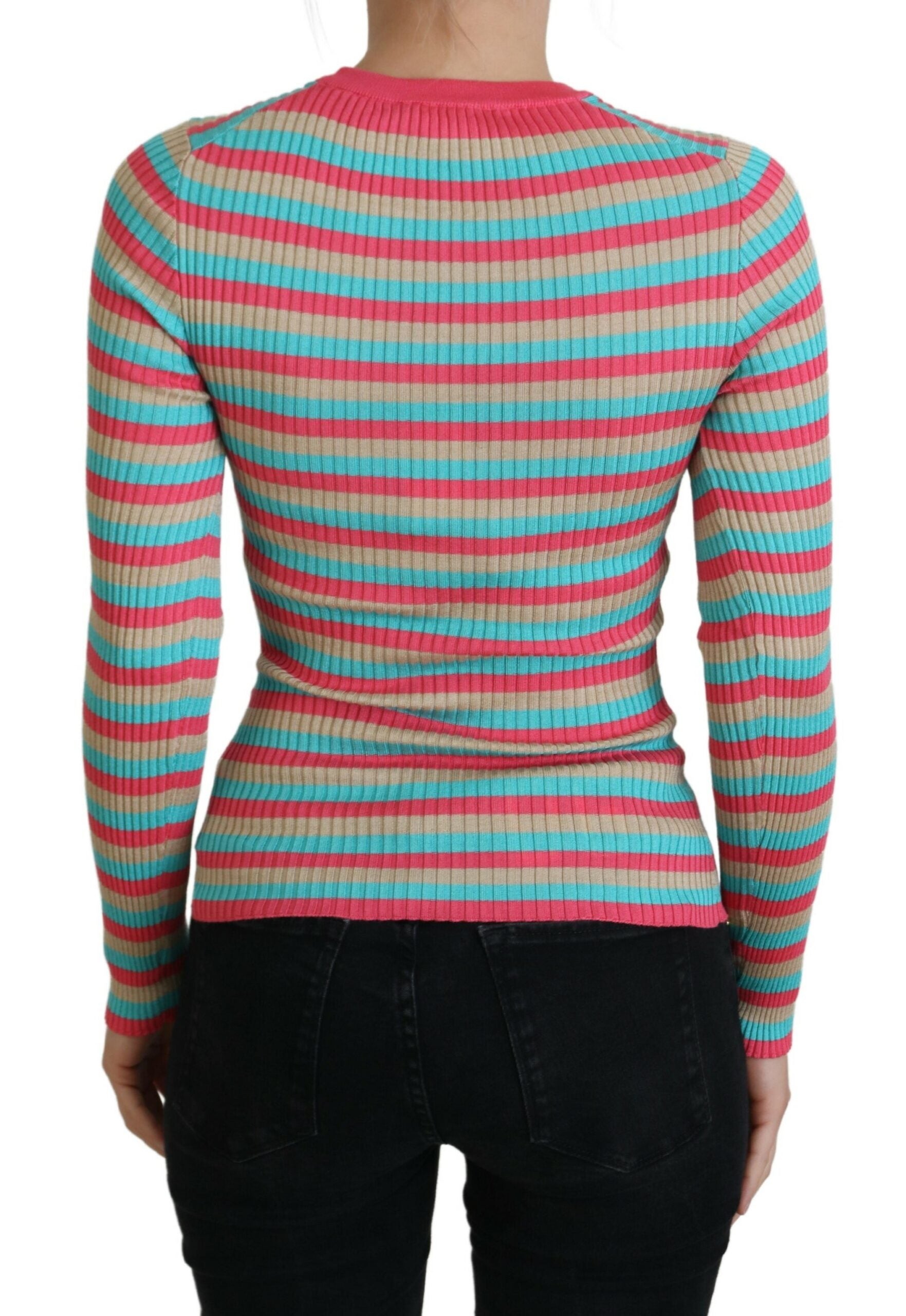 Dolce & Gabbana Elegant Striped Silk Crewneck Pullover - ACCEXO
