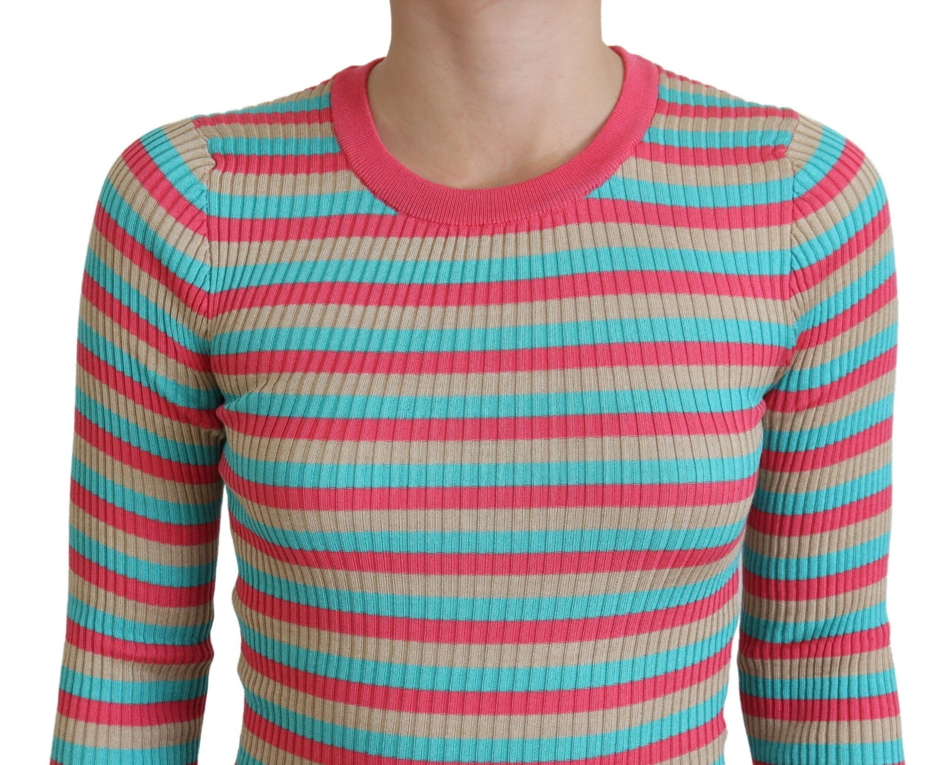 Dolce & Gabbana Elegant Striped Silk Crewneck Pullover - ACCEXO