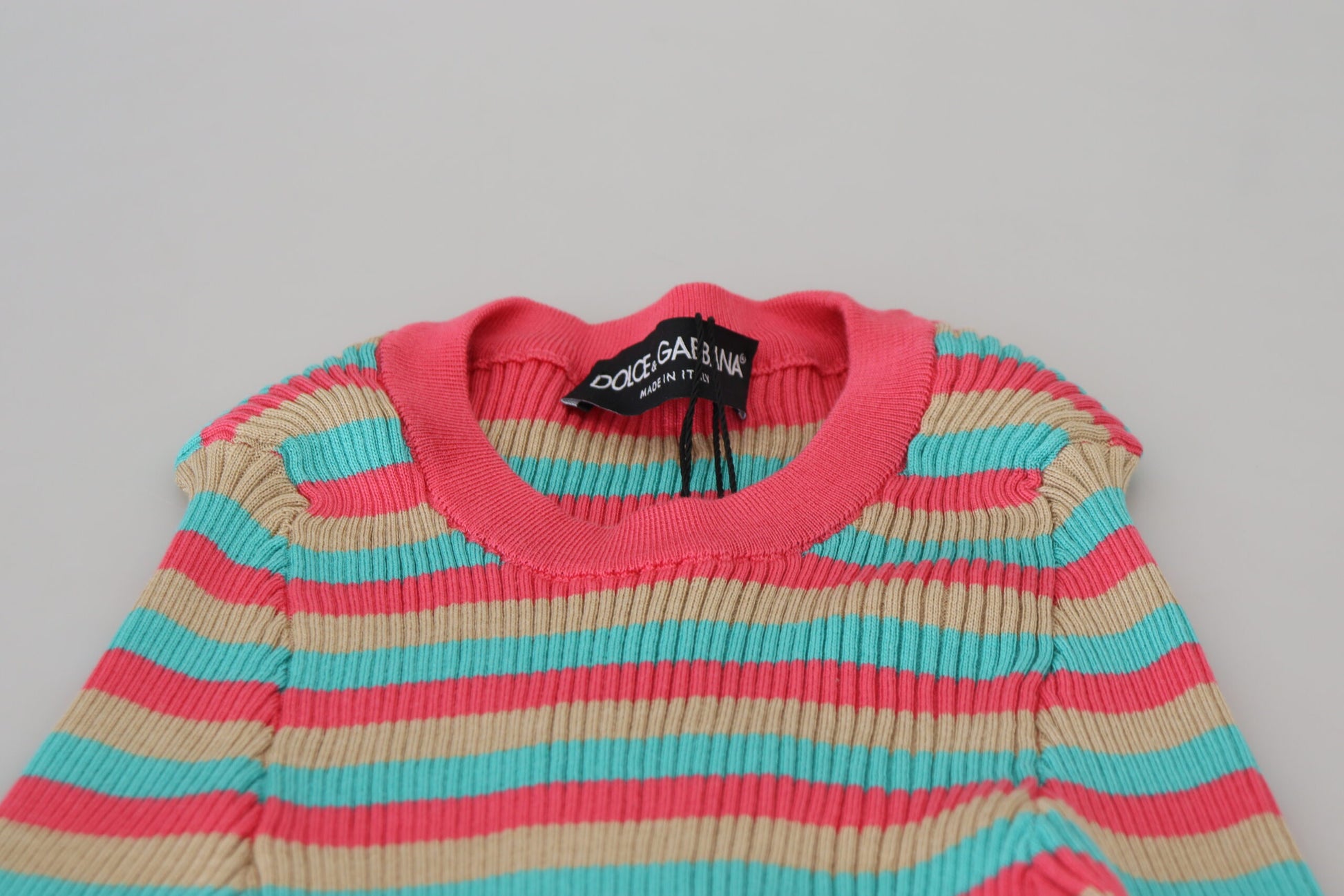 Dolce & Gabbana Elegant Striped Silk Crewneck Pullover - ACCEXO