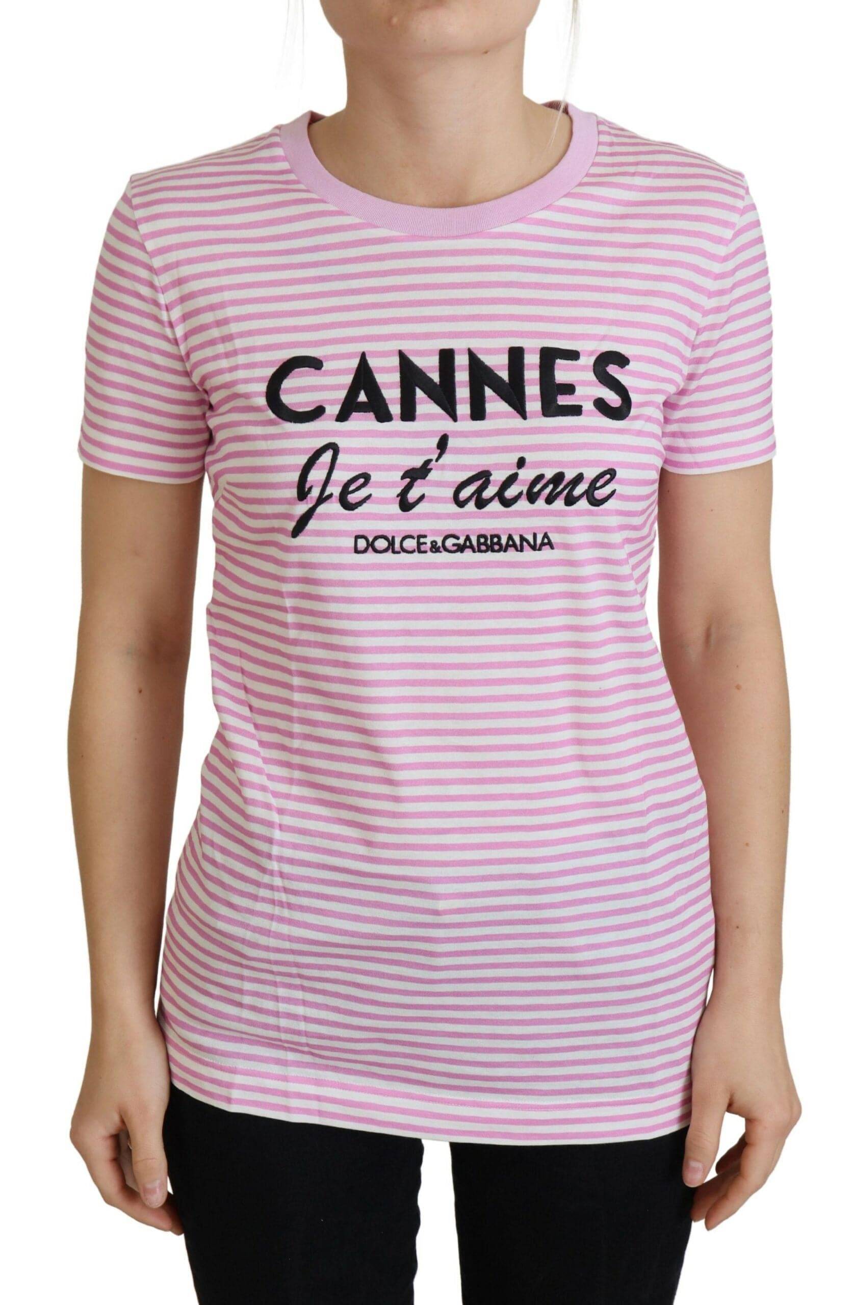 Dolce & Gabbana Exclusive Striped Love Affair Cotton Tee - IT38 | XS