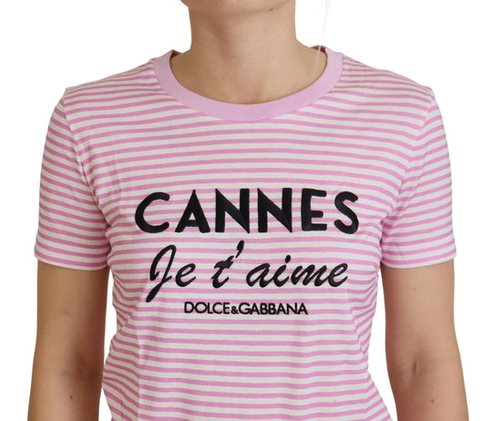 Dolce & Gabbana Exclusive Striped Love Affair Cotton Tee