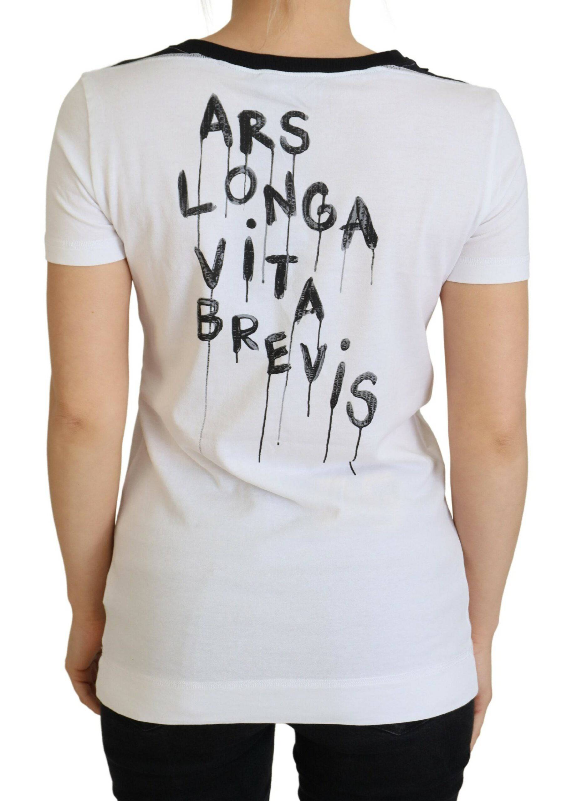 Dolce & Gabbana Chic Monochrome ’Here and Now’ Cotton Tee - IT36 | XS